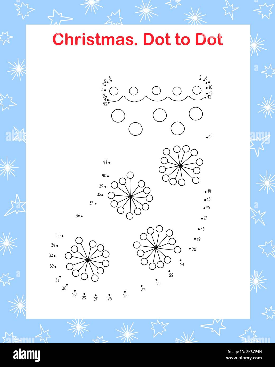 Christmas stocking dot to dot fun educational game or leisure worksheet ...