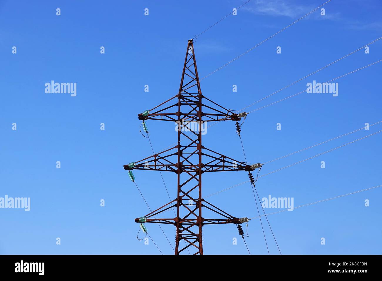 Transmission tower, Saranda, Republic of Albania Stock Photo
