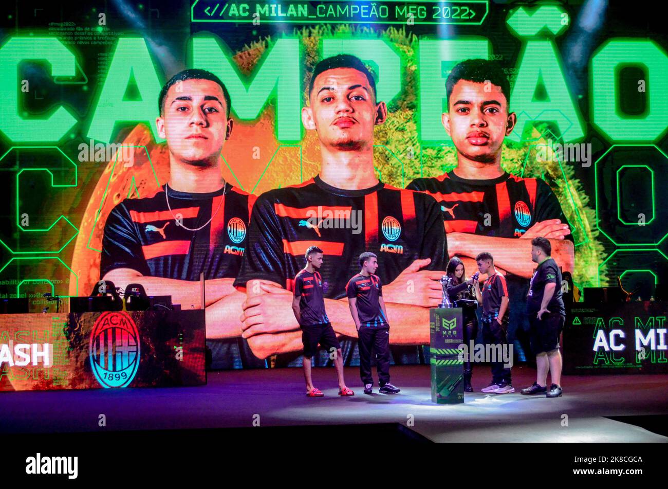 Rio De Janeiro, Brazil. 22nd Oct, 2022. Sports team won the Brawl Stars  championship at MEG 2022, the biggest esports championship in Latin  America, held at Arena Carioca, in Barra da Tijuca