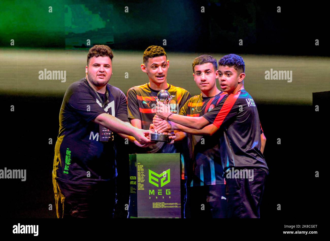 Rio De Janeiro, Brazil. 22nd Oct, 2022. Sports team won the Brawl Stars  championship at MEG 2022, the biggest esports championship in Latin  America, held at Arena Carioca, in Barra da Tijuca