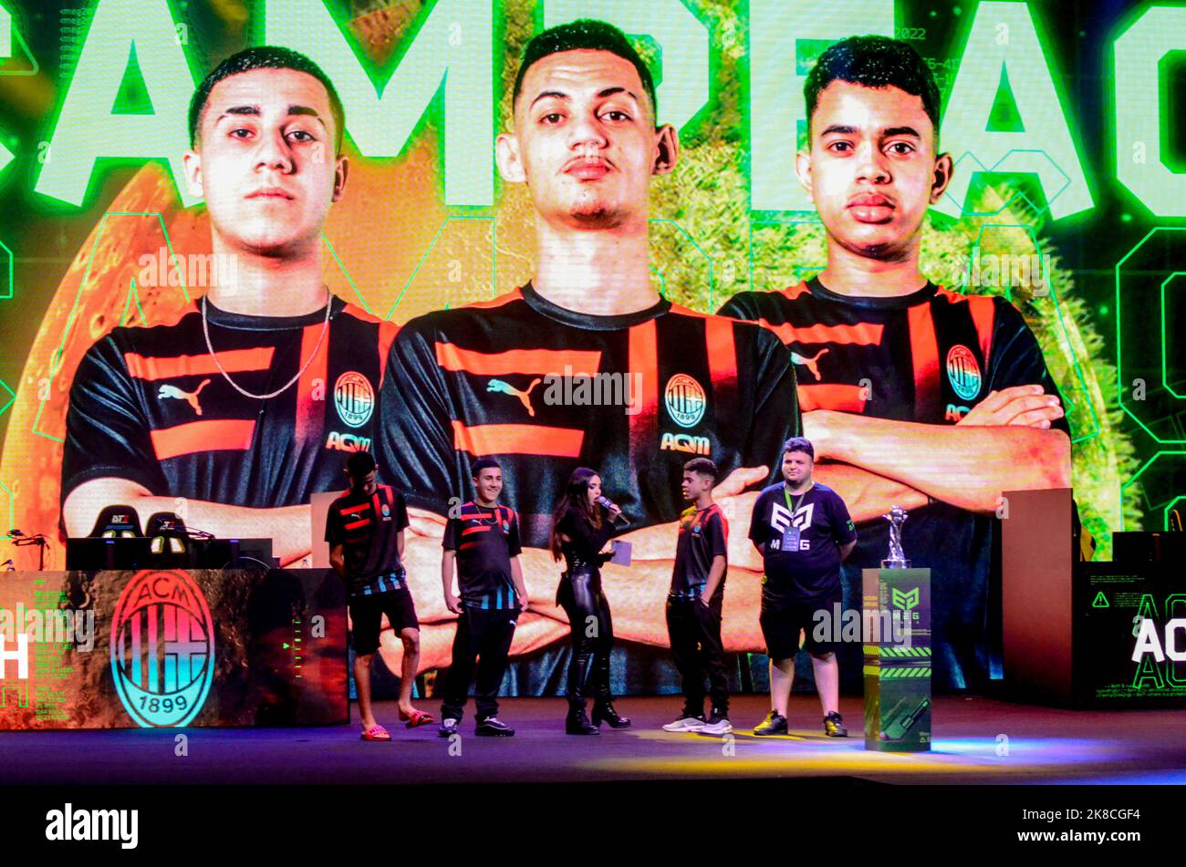 Rio De Janeiro, Brazil. 22nd Oct, 2022. Sports team won the Brawl Stars  championship at MEG 2022, the biggest esports championship in Latin  America, held at Arena Carioca, in Barra da Tijuca