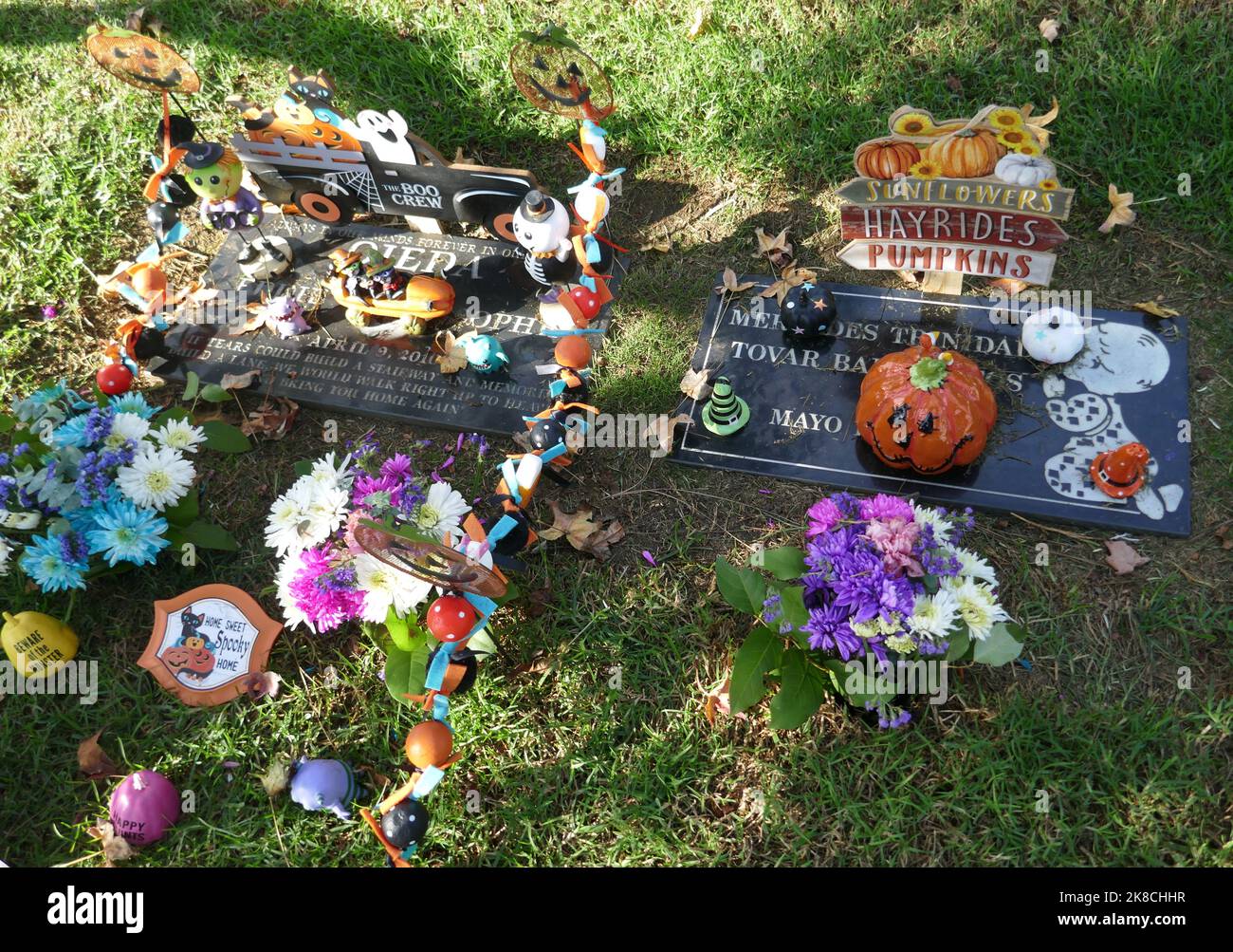 Inglewood, California, USA 19th October 2022 Halloween Decorations at Inglewood Park Cemetery on