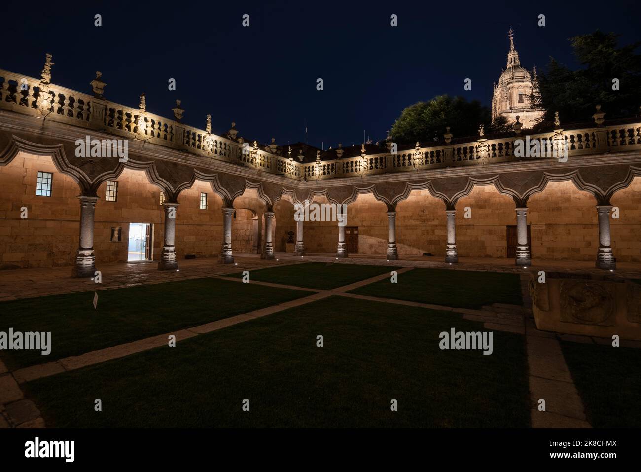 Patio de las escuelas menores de Salamanca nocturna Stock Photo Alamy