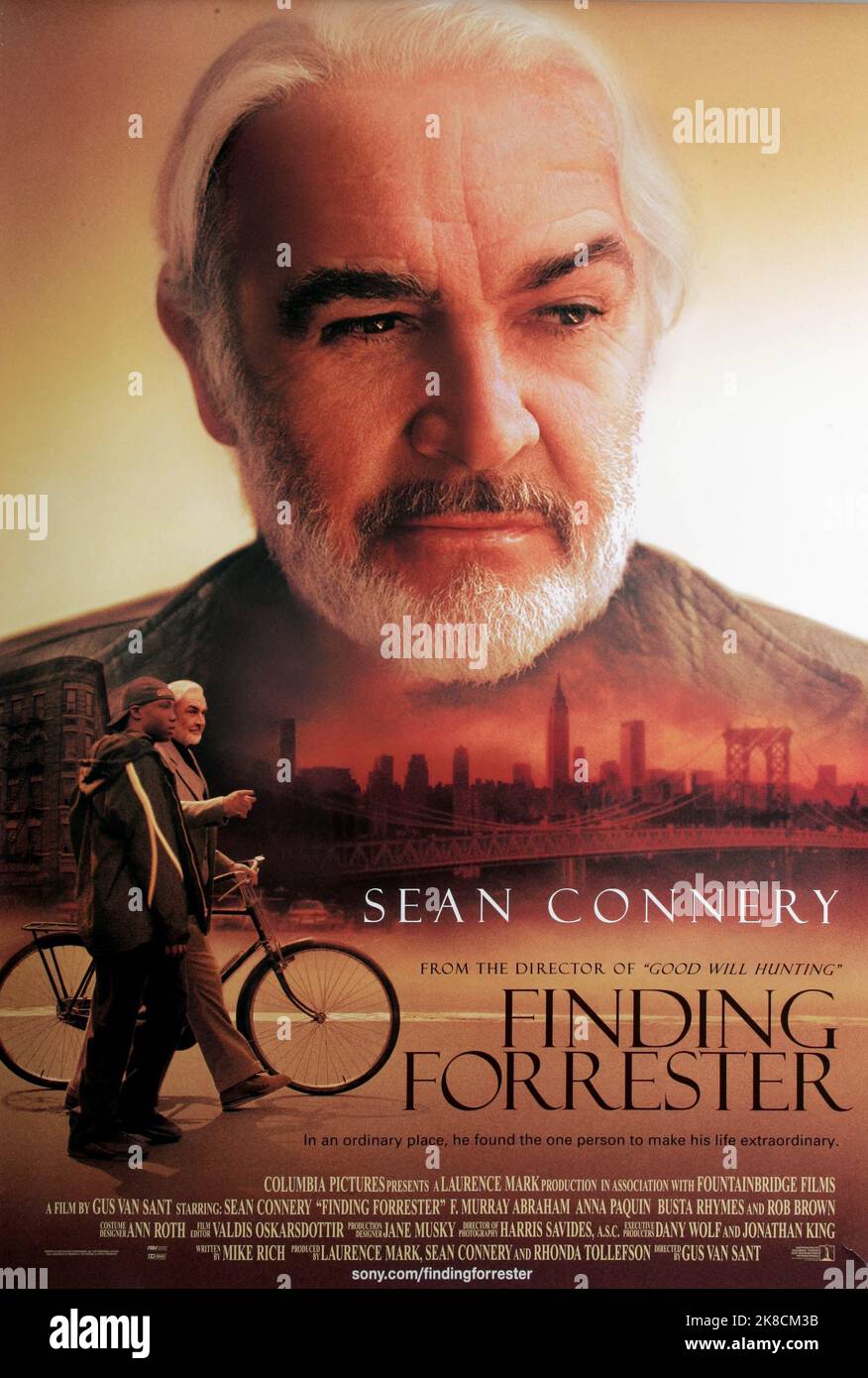 Rob Brown & Sean Connery Poster Film: Finding Forrester (2000) Characters: Jamal Wallace &  Director: Gus Van Sant 19 December 2000   **WARNING** This Photograph is for editorial use only and is the copyright of COLUMBIA and/or the Photographer assigned by the Film or Production Company and can only be reproduced by publications in conjunction with the promotion of the above Film. A Mandatory Credit To COLUMBIA is required. The Photographer should also be credited when known. No commercial use can be granted without written authority from the Film Company. Stock Photo
