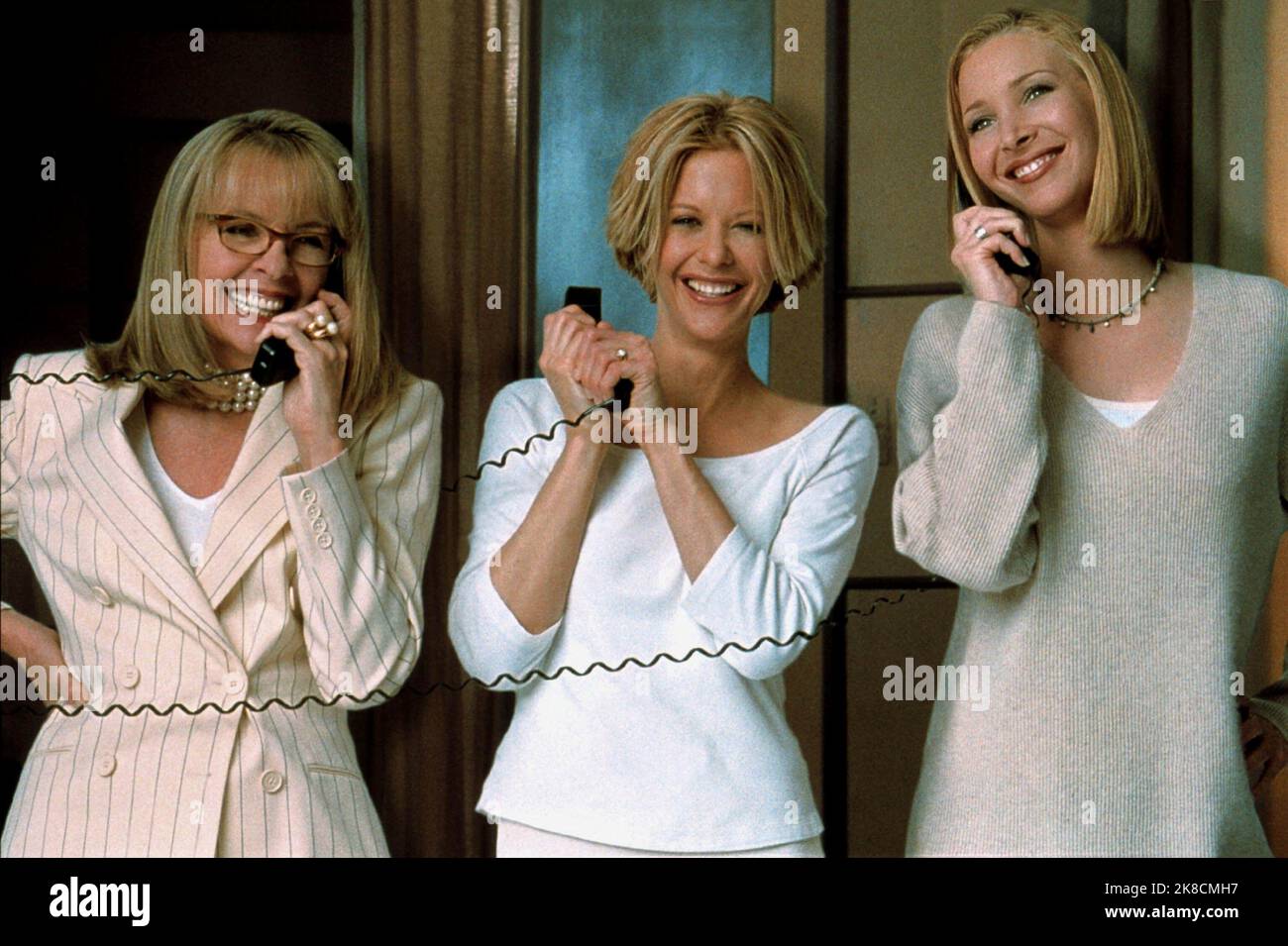 Diane Keaton, Meg Ryan & Lisa Kudrow Film: Hanging Up (2000) Characters: Georgia Mozell,Eve Mozell Marks & Maddy Mozell  Director: Diane Keaton 16 February 2000   **WARNING** This Photograph is for editorial use only and is the copyright of COLUMBIA PICTURES and/or the Photographer assigned by the Film or Production Company and can only be reproduced by publications in conjunction with the promotion of the above Film. A Mandatory Credit To COLUMBIA PICTURES is required. The Photographer should also be credited when known. No commercial use can be granted without written authority from the Film Stock Photo