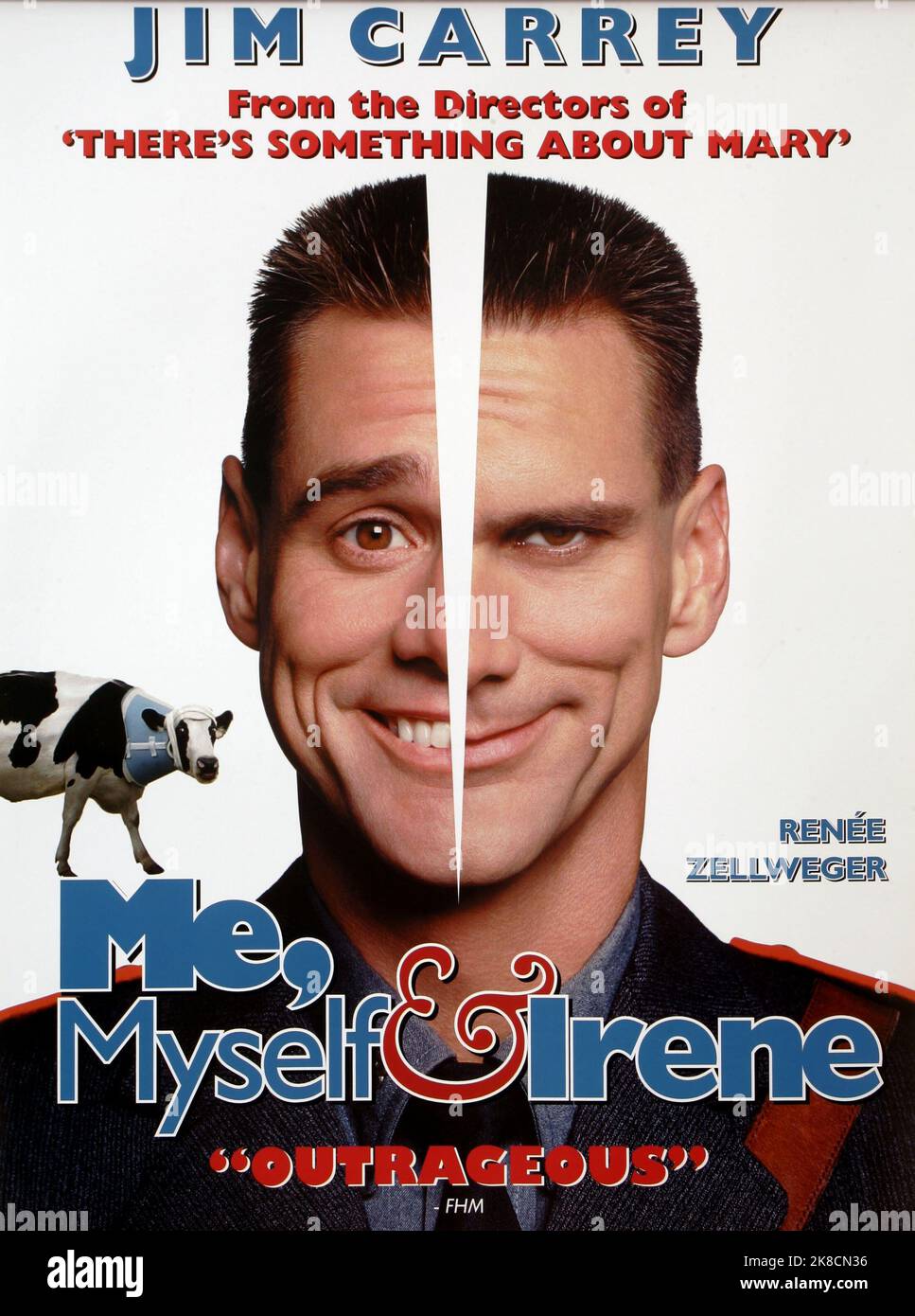 Jim Carrey Poster Film: Me, Myself & Irene (2000)   Director: Bob Farrelly & Peter Farrelly 15 June 2000   **WARNING** This Photograph is for editorial use only and is the copyright of 20 CENTURY FOX and/or the Photographer assigned by the Film or Production Company and can only be reproduced by publications in conjunction with the promotion of the above Film. A Mandatory Credit To 20 CENTURY FOX is required. The Photographer should also be credited when known. No commercial use can be granted without written authority from the Film Company. Stock Photo