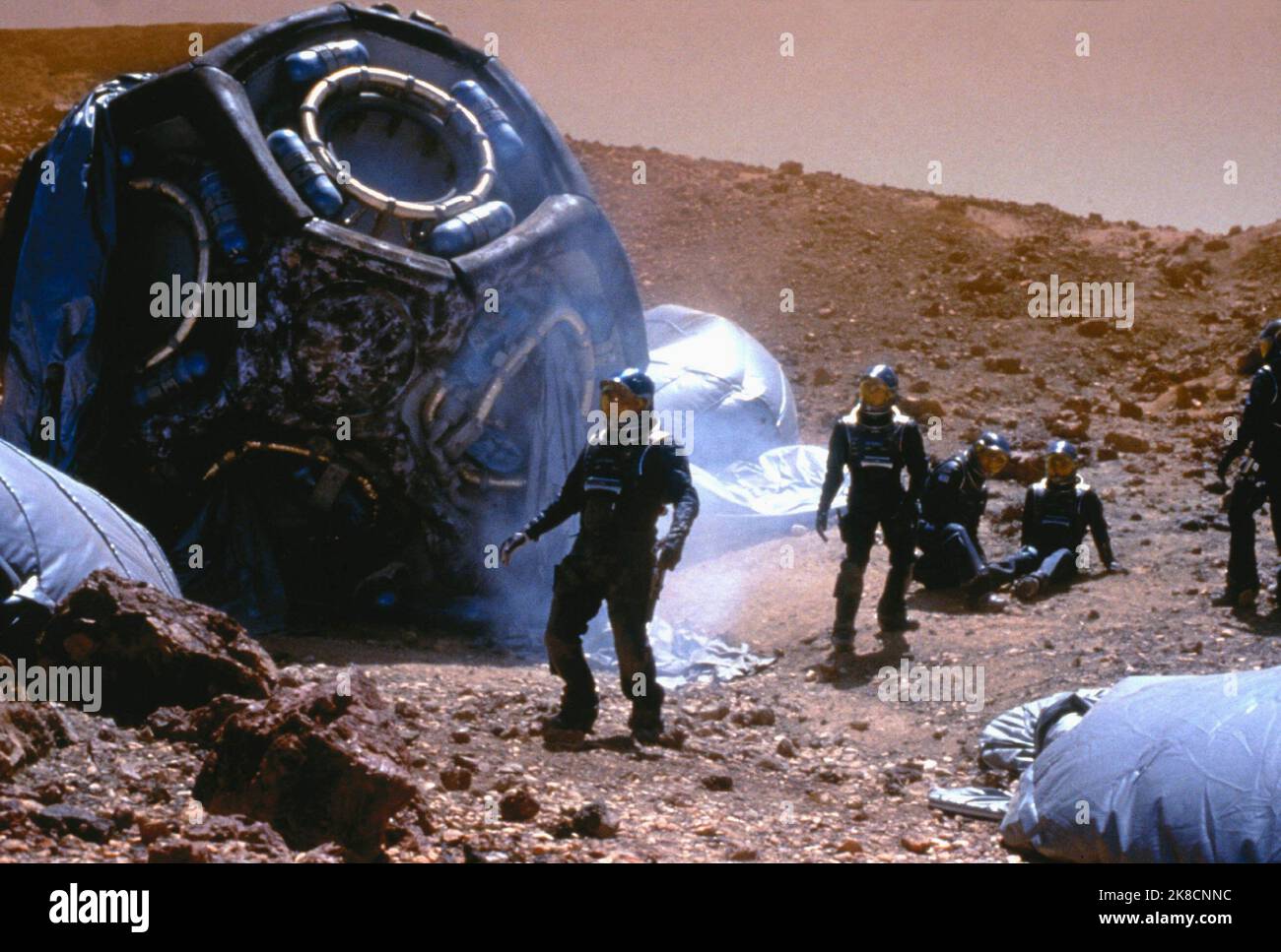 Tom Sizemore, Simon Baker, Benjamin Bratt & Terence Stamp Film: Red Planet (USA/AUS 2000) Characters: Dr. Quinn Burchenal,Chip Pettengill,Lt. Ted Santen & Dr. Bud Chantilas  Director: Antony Hoffman 06 November 2000   **WARNING** This Photograph is for editorial use only and is the copyright of WARNER BROS. and/or the Photographer assigned by the Film or Production Company and can only be reproduced by publications in conjunction with the promotion of the above Film. A Mandatory Credit To WARNER BROS. is required. The Photographer should also be credited when known. No commercial use can be gr Stock Photo