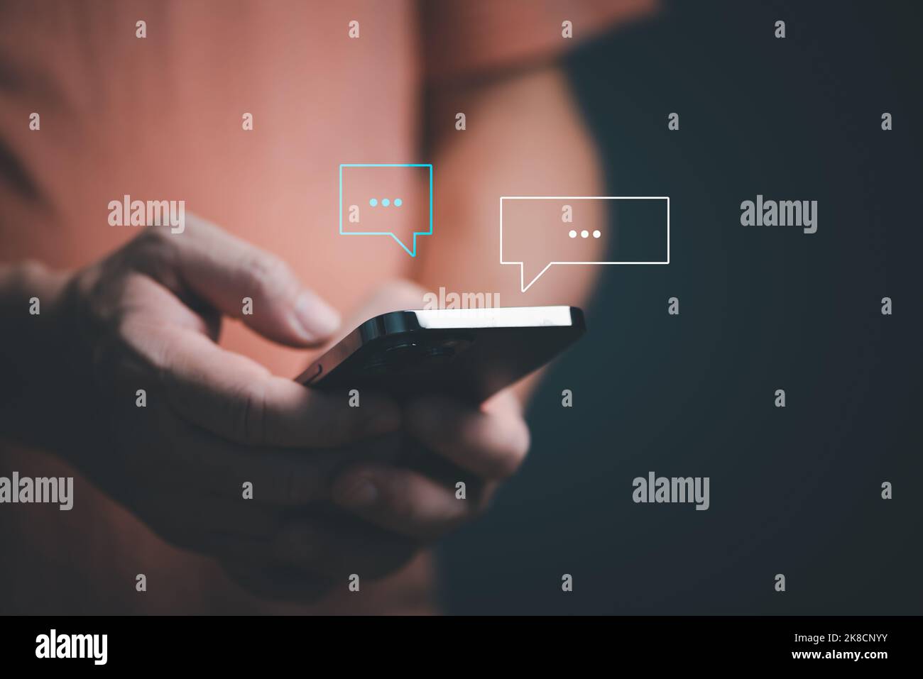 Man hands using smartphone texting Live chat chatting and social ...