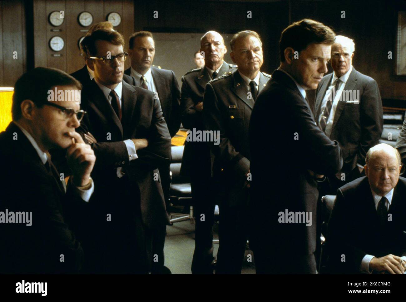 Tim Kelleher, Steven Culp, Kevin Costner, Ed Lauter, Bill Smitrovich, Bruce Greenwood, Peter White Film: Thirteen Days (2000) Characters: Ted Sorensen,Robert F. Kennedy,Kenny O'Donnell,General Marshall Carter,Gen. Maxwell Taylor,John F. Kennedy,John McCone  Director: Roger Donaldson 16 December 2000   **WARNING** This Photograph is for editorial use only and is the copyright of NEW LINE and/or the Photographer assigned by the Film or Production Company and can only be reproduced by publications in conjunction with the promotion of the above Film. A Mandatory Credit To NEW LINE is required. The Stock Photo