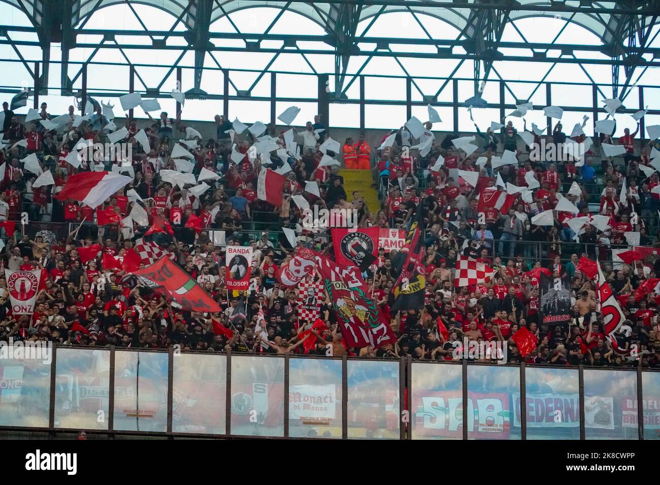 Team of AC Monza fans during the Italian championship Serie A football match between AC Milan Team of AC Monza fans during the Italian championship Serie A football match between AC Milan