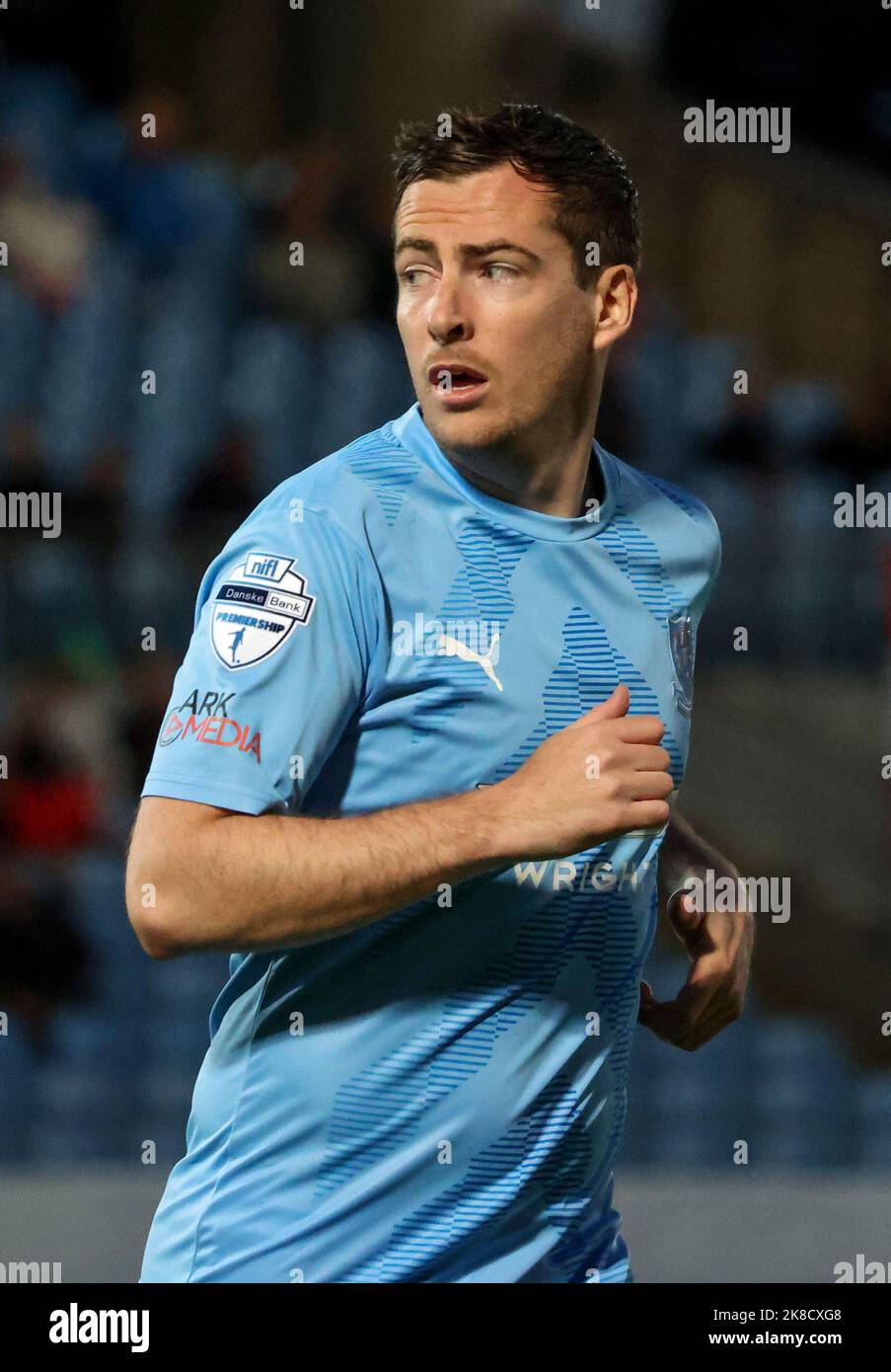 Ballymena Showgrounds, Ballymena, County Antrim, Northern Ireland, UK. 23 Aug 2022. Danske Bank Premiership – Ballymena United 1 Cliftonville 2. Ballymena United player Andy McGrory (17) in action during the Danske Bank Irish League game. Stock Photo