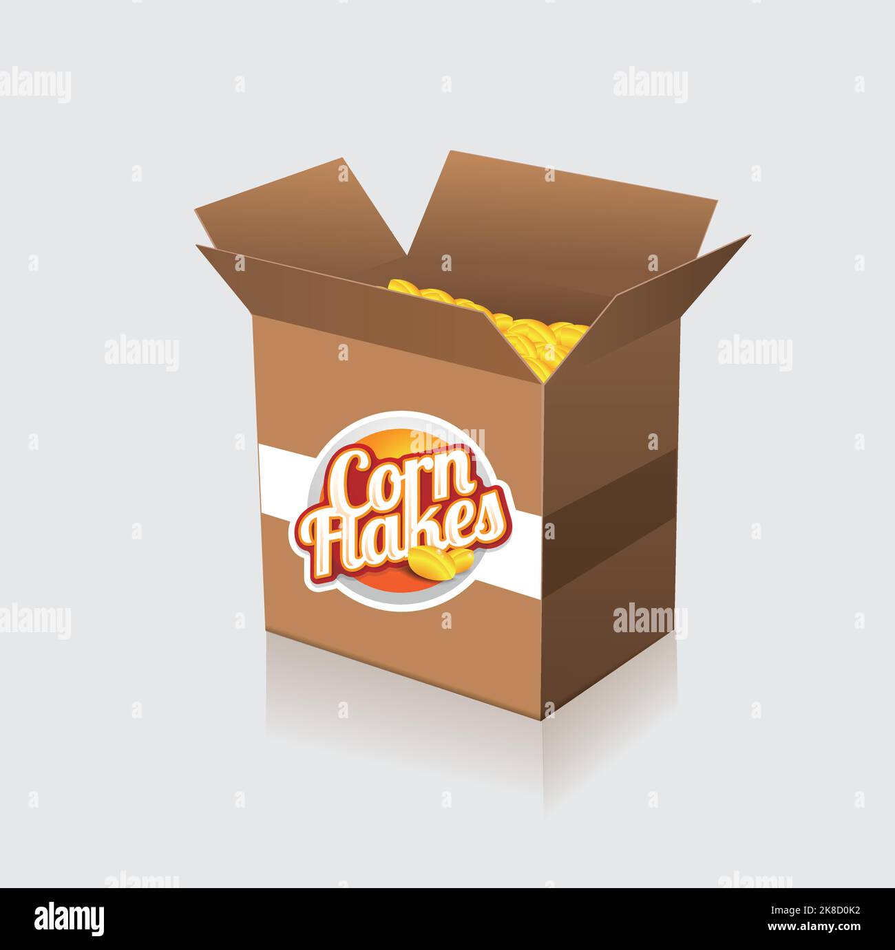 Corn flakes vector label on box Stock Vector