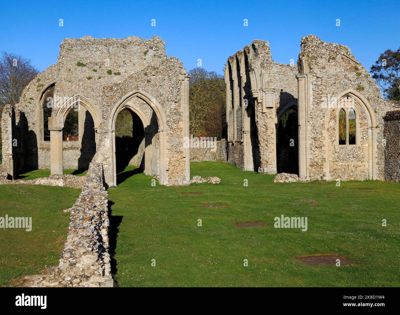 North Creake Abbey, Norfolk, England, ruins of Augustinian monastery, medieval architecture, England, UK Stock Photo