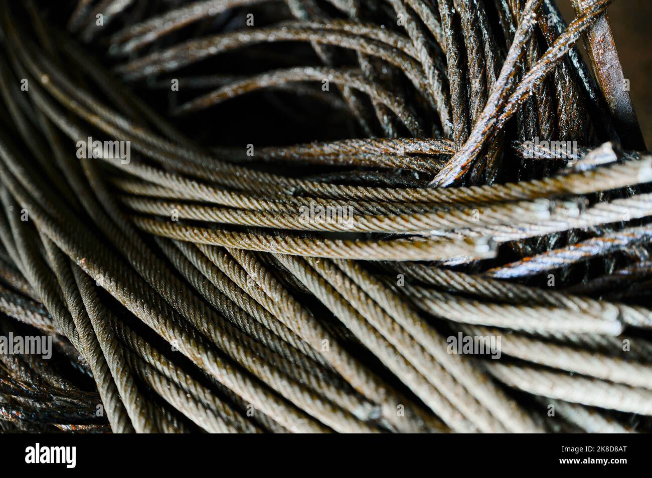 stainless steel turnbuckle hook and steel wire cable rope connection ties  and connections concept. bracing and securing concept Stock Photo - Alamy