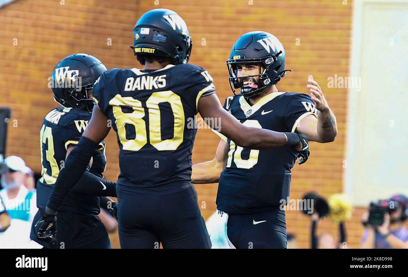 Wake Forest junior Sam Hartman (10) celebrates touchdown in 4th quarter
