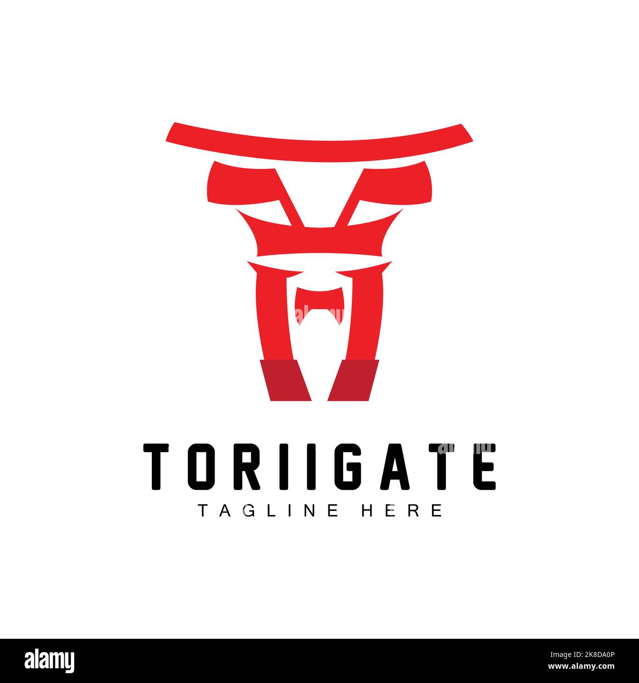 Torii Gate Logo, Japanese History Gate Icon Vector, Chinese Illustration, Wooden Design Company