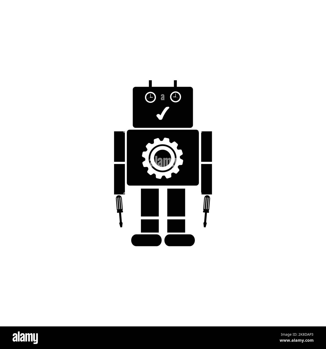 Flat robot icon, logo vector illustration. Stock Vector