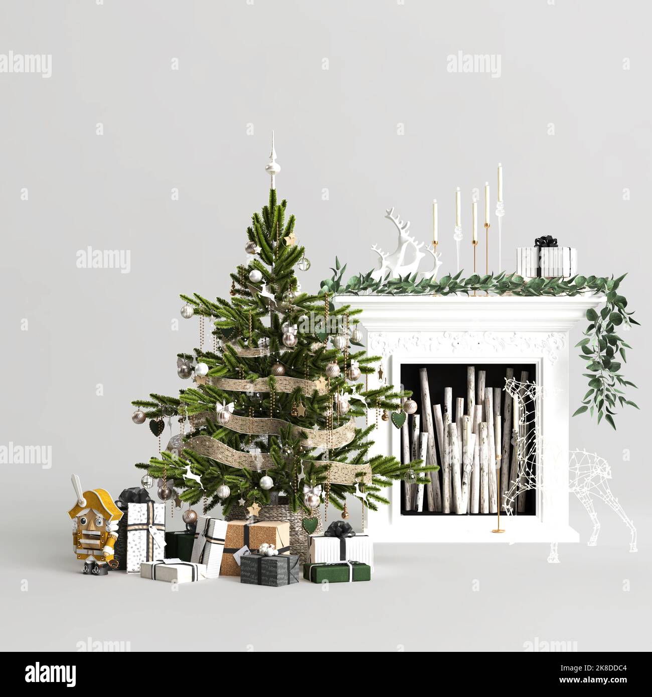 3d illustration of decoration pine tree christmas isolated on white ...