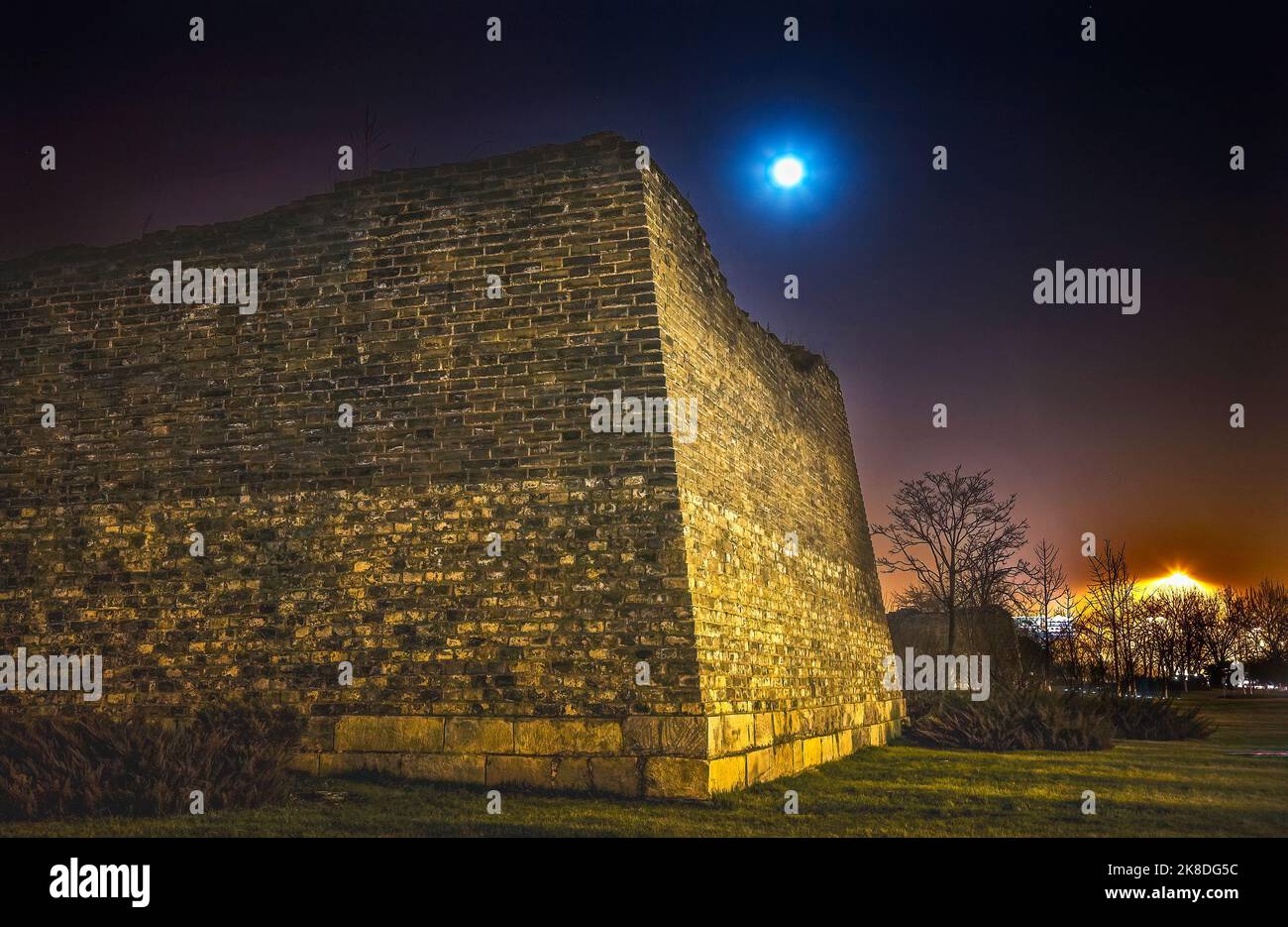 Ancient Ming City Wall Ruins Park Beijing China 550 year old Stock Photo