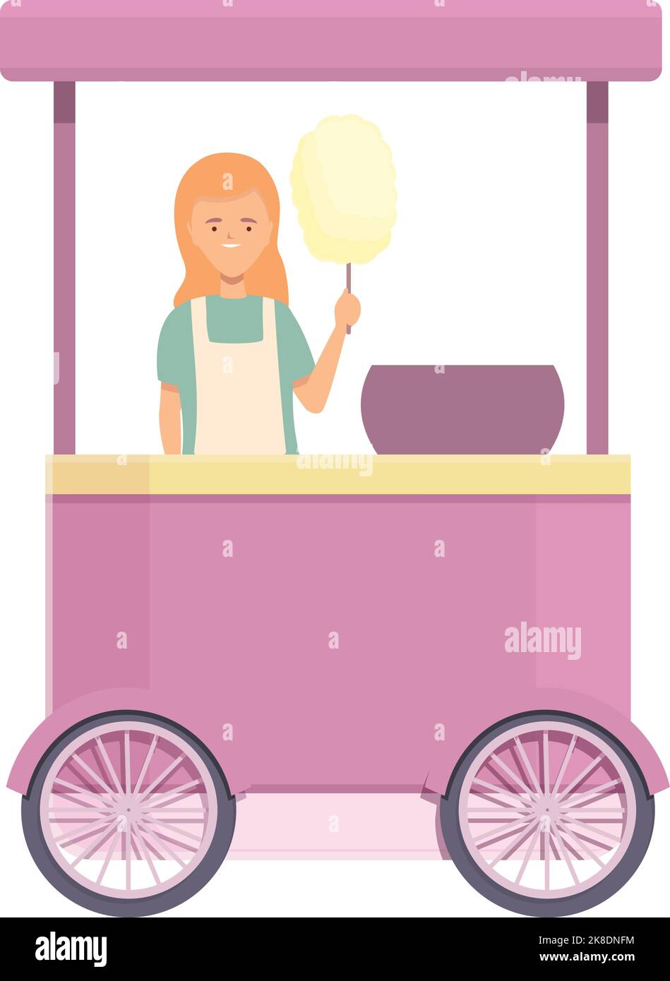Pink cotton candy icon cartoon vector. Sweet truck. Shop seller Stock ...