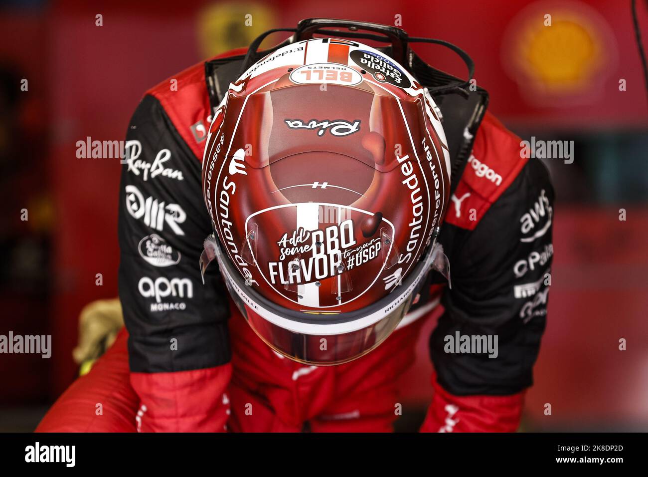 Austin, Texas, USA. 22nd October, 2022. LECLERC Charles (mco), Scuderia  Ferrari F1-75, portrait helmet, casque, during the Formula 1 Aramco United  States Grand Prix 2022, 19th round of the 2022 FIA Formula
