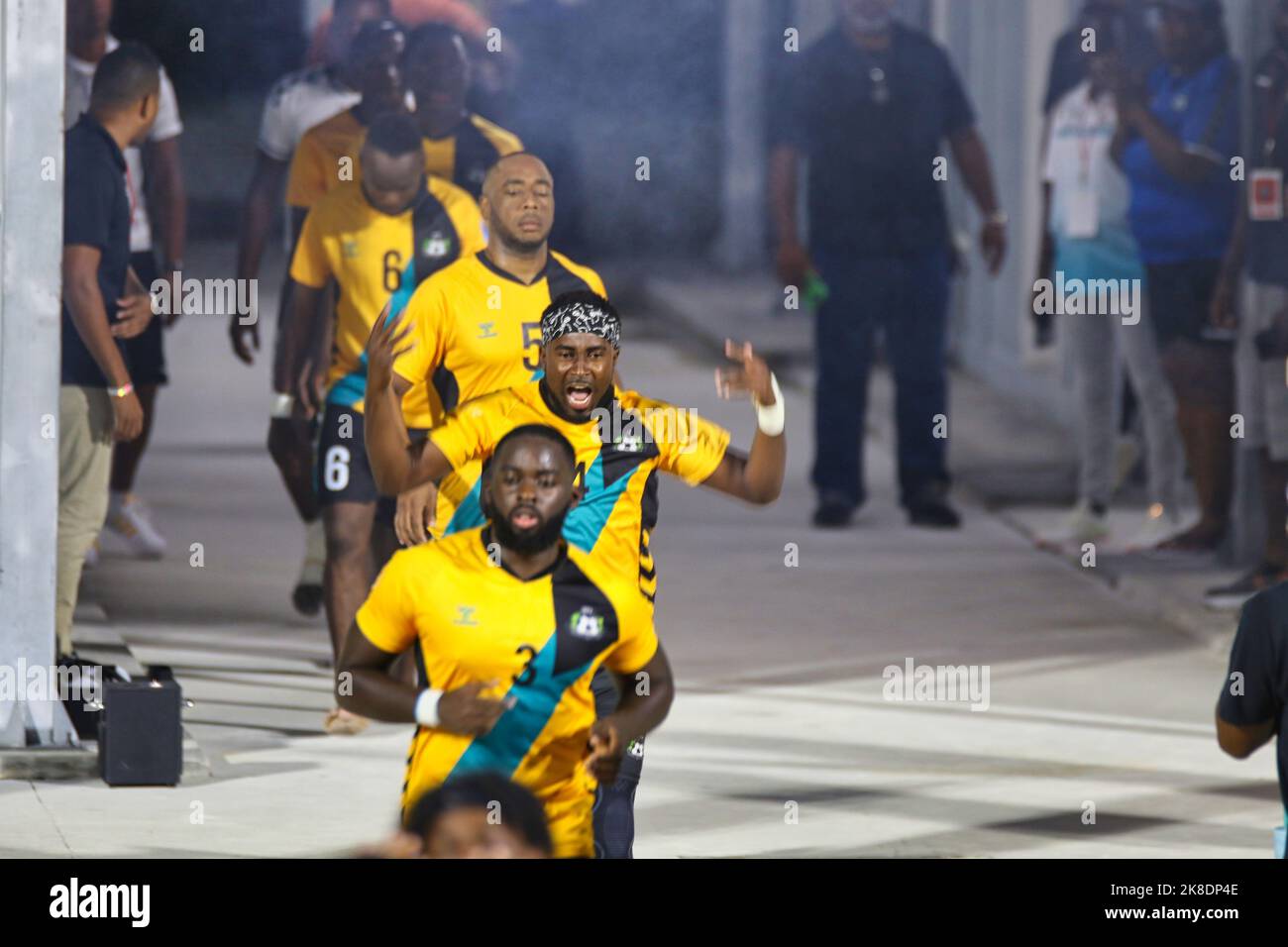 The Bahamas Football Association’s 2022 ALIV Beach Soccer Cup The Bahamas  vs Trinidad Stock Photo