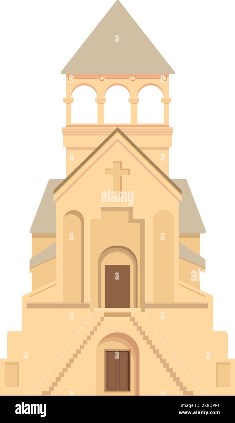 Armenia white church icon cartoon vector. Sevan travel. Tourism architecture Stock Vector