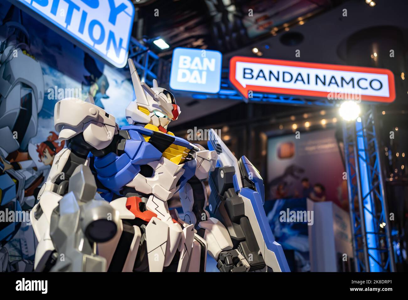 Bangkok, Thailand - October 7, 2022: Statue of Gundam Aerial at Bandai Spirits Hobby Exhibition 2022. Stock Photo