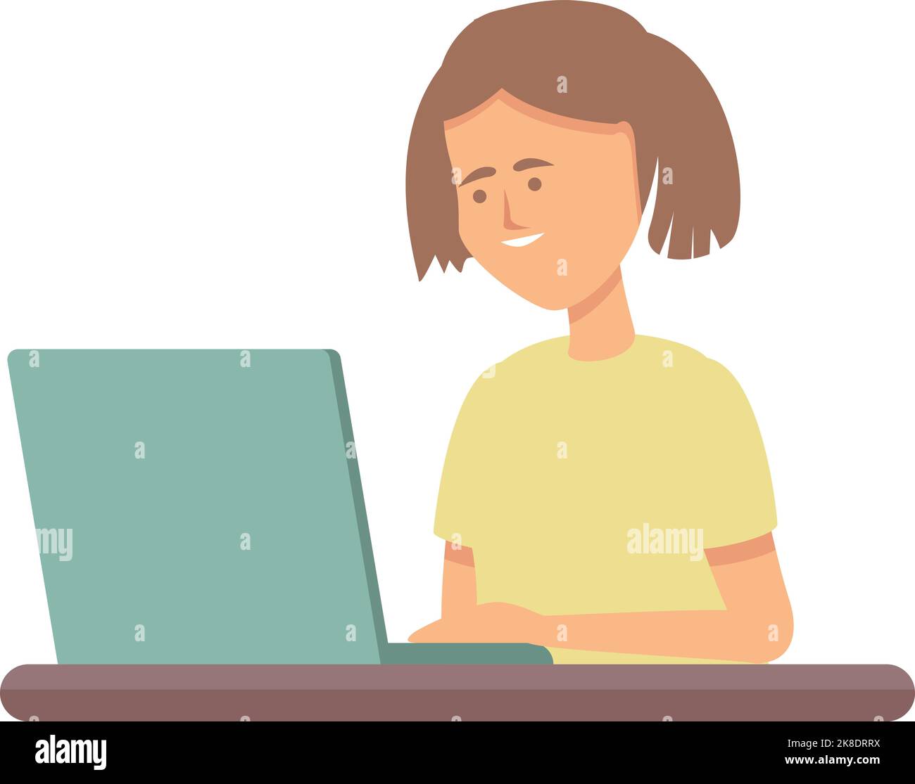 Child at the computer icon cartoon vector. Kid learn. School internet ...