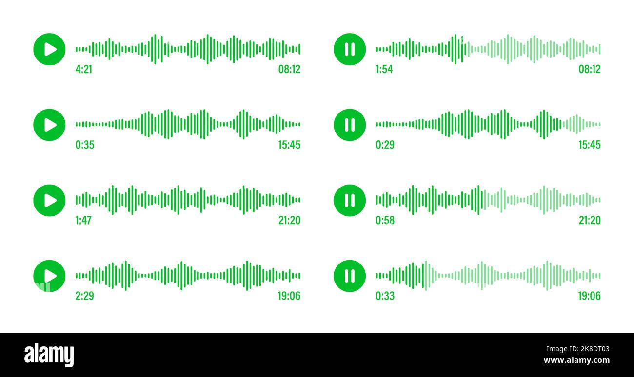 Voice message, social media chat conversation. Messaging app, music