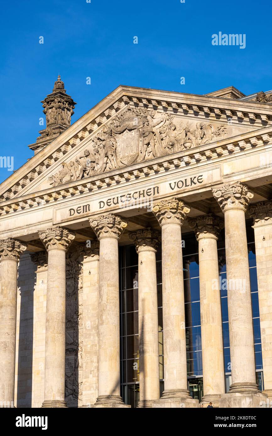 Detail of the entrance portal of the Reichstag in Berlin, the german parliament building Stock Photo