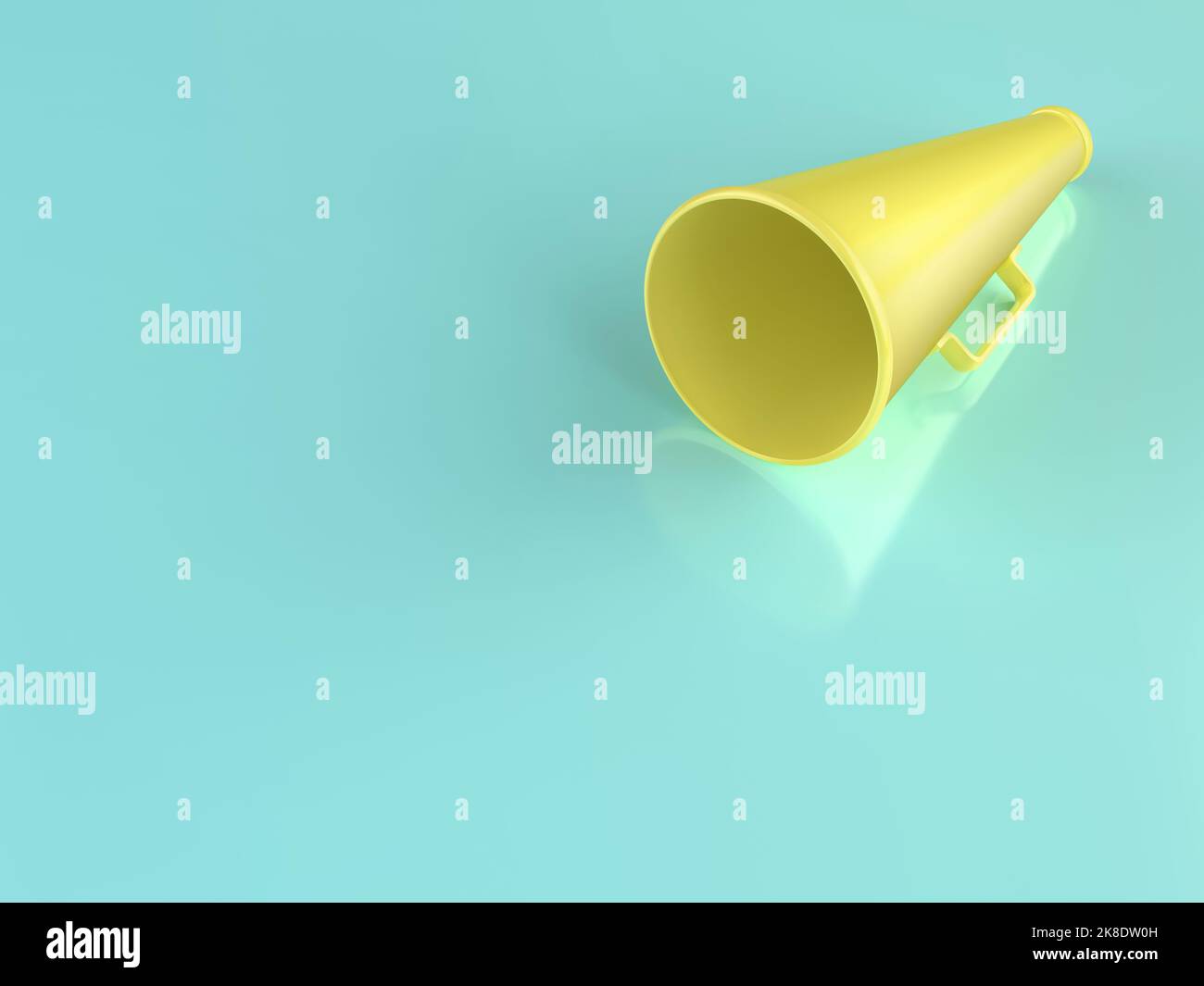 Yellow vintage megaphone on shiny background Stock Photo