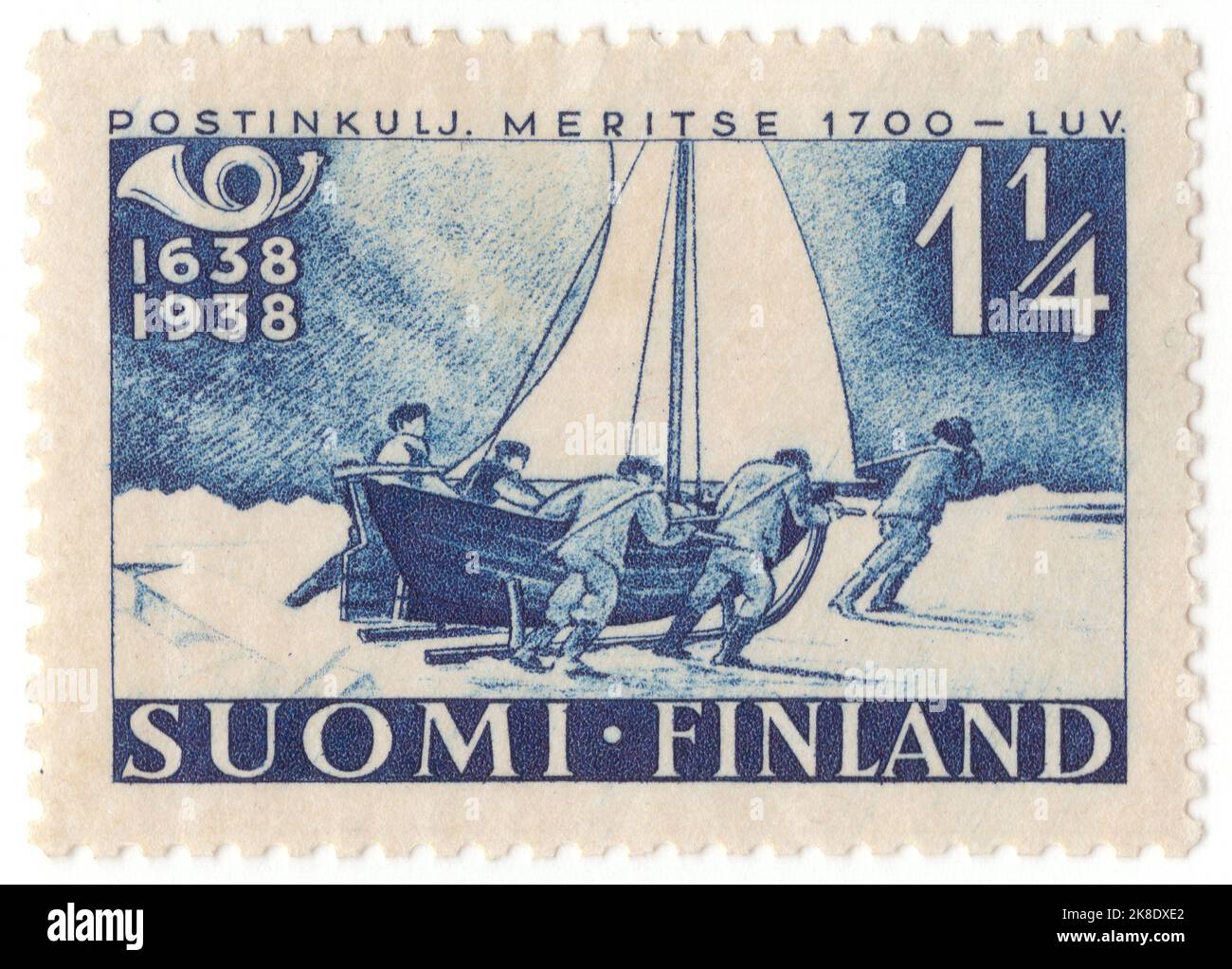 FINLAND - 1938 September 6: An 1,25 mark dark blue postage stamp ...