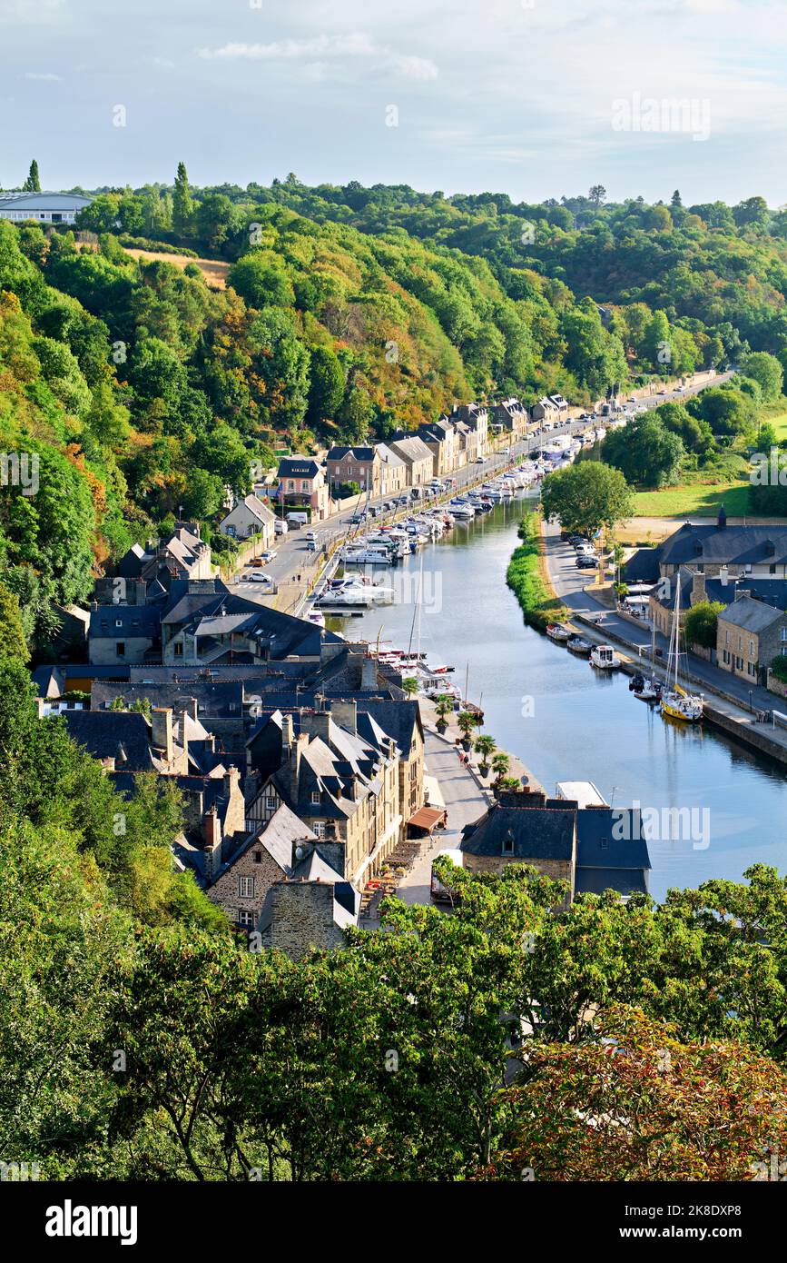 Dinan Brittany France. High angle view cityscape. La Rance river Stock Photo