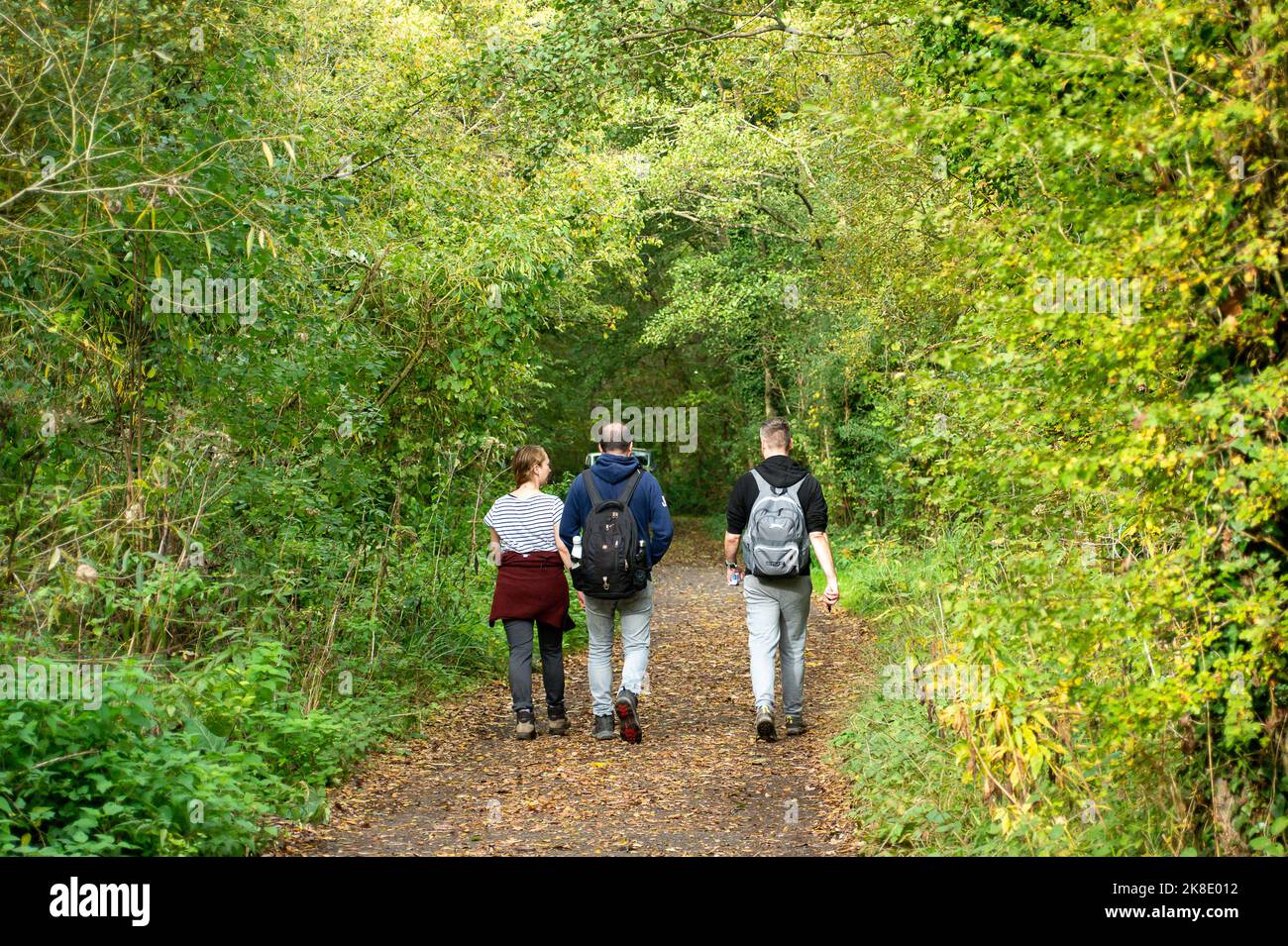 Denham, UK. 22nd October, 2022. Walkers out on the Colne Valley Trail