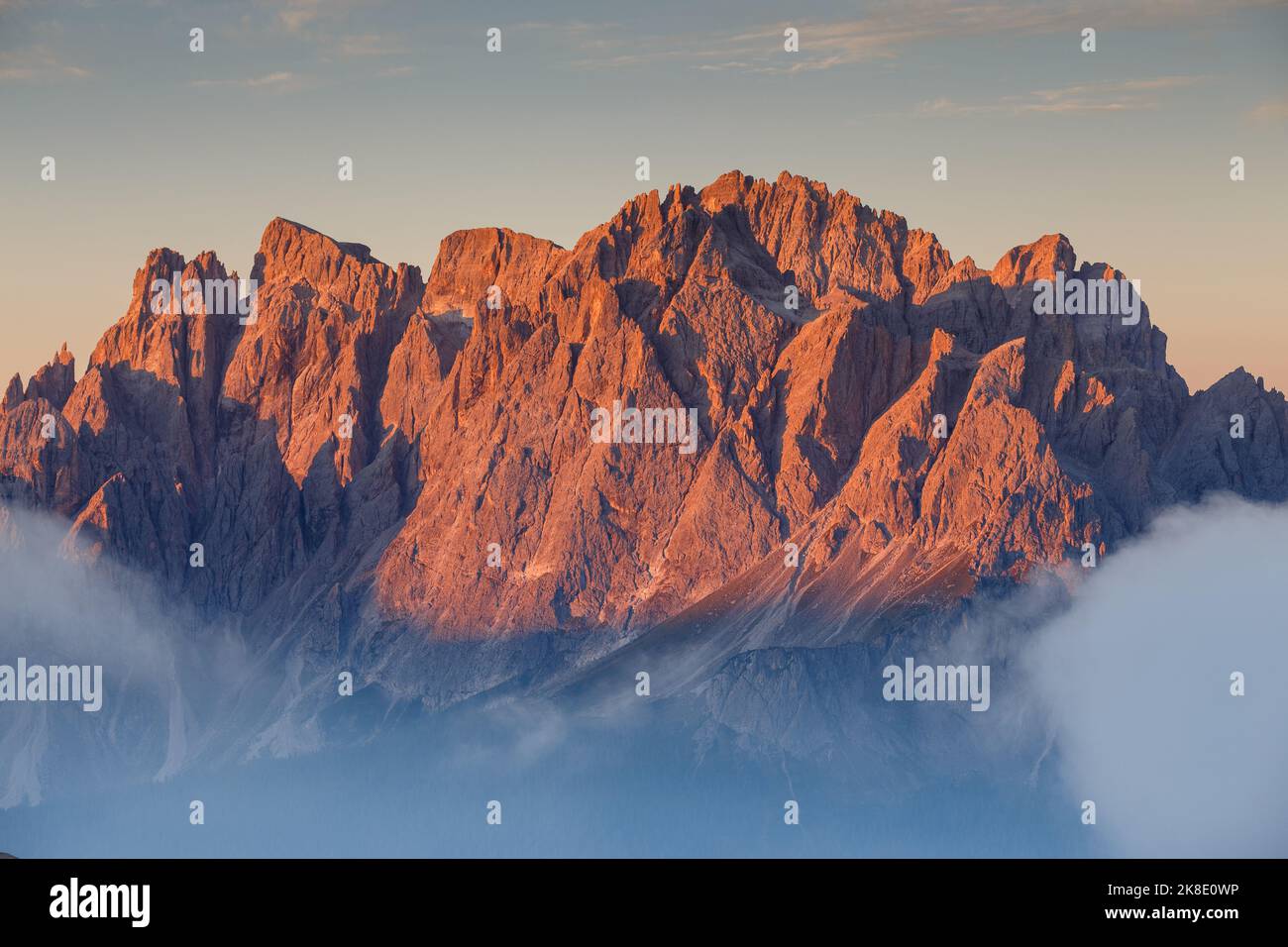 Monte Popèra, Croda Rossa di Sesto, Cima Undici, Croda dei Toni peaks. The Sexten Dolomites. Italian Alps. Europe. Stock Photo