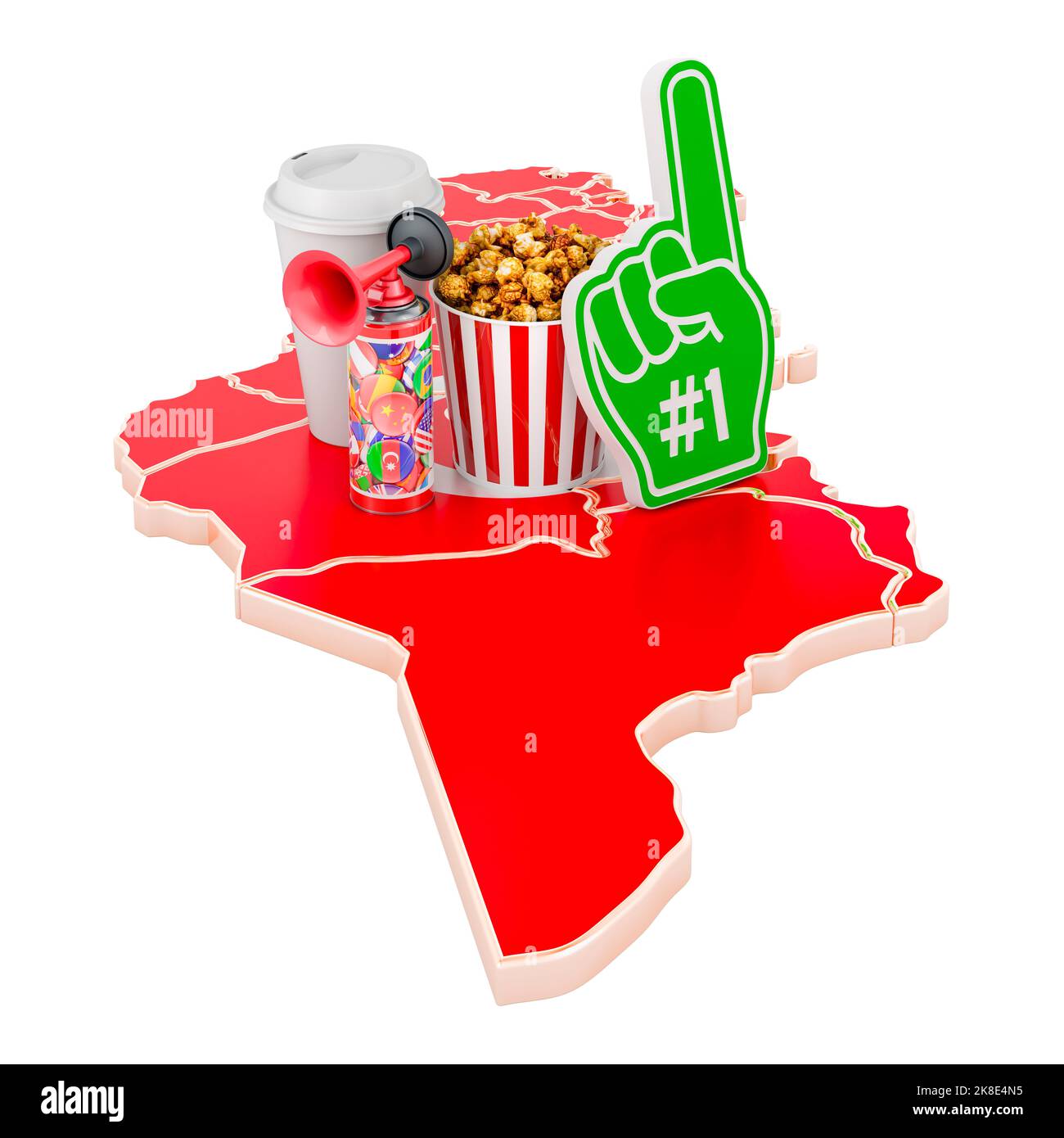 Sport fans in Tunisia concept, 3D rendering isolated on white