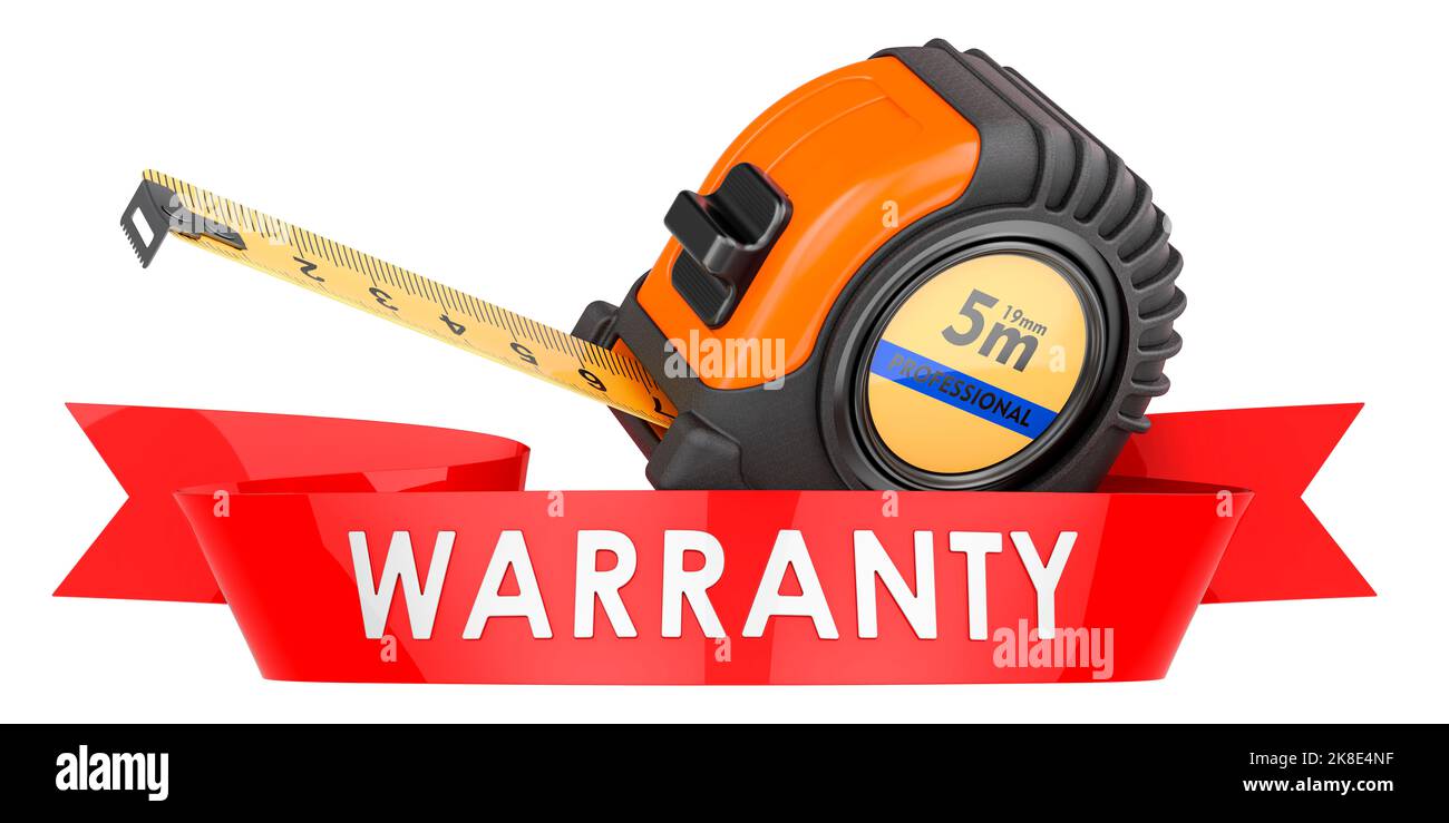 Tape measure warranty concept. 3D rendering isolated on white