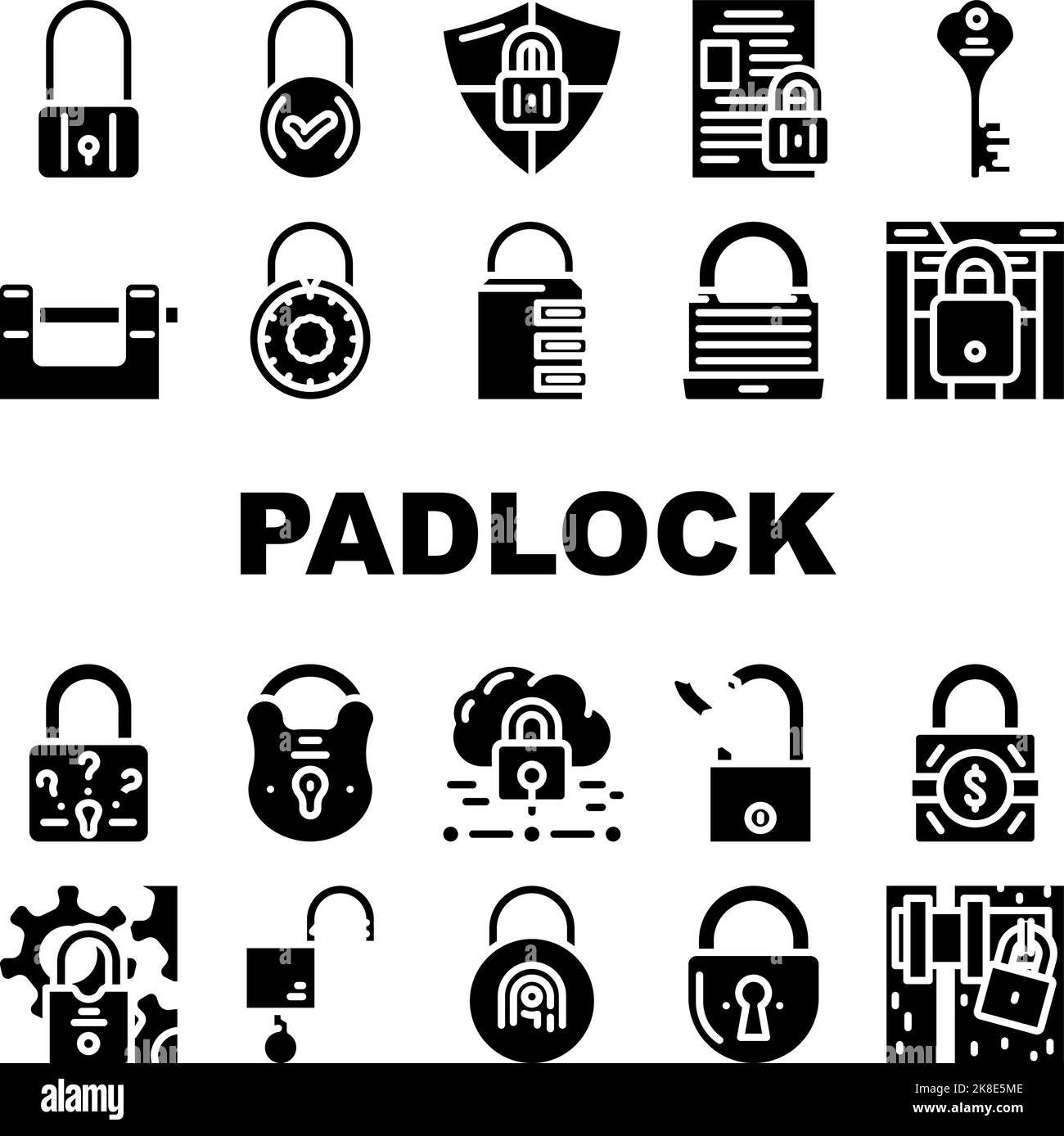 Open and closed padlock icons lock Black and White Stock Photos ...