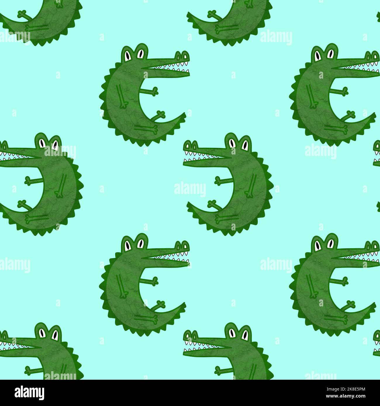 Dinosaur crocodile cartoon seamless doodle pattern for wrapping paper and kids clothes print and fabrics and linens and swimsuit and accessories and p Stock Photo