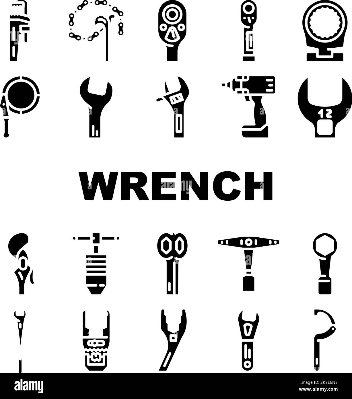 wrench tool spanner repair icons set vector Stock Vector Image & Art ...