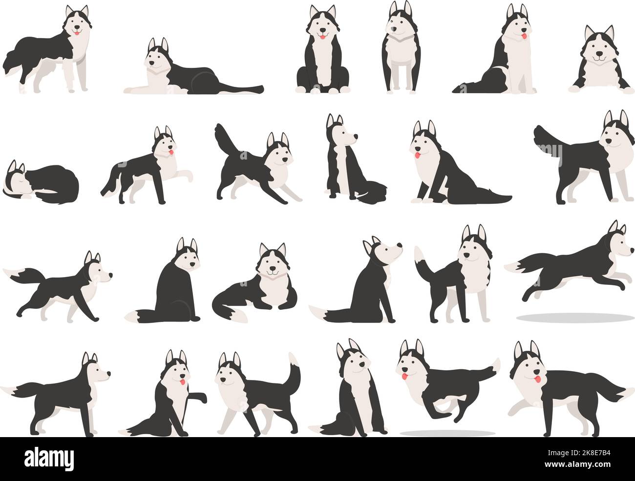 Husky icons set cartoon vector. Dog ears. Alaskan animal Stock Vector