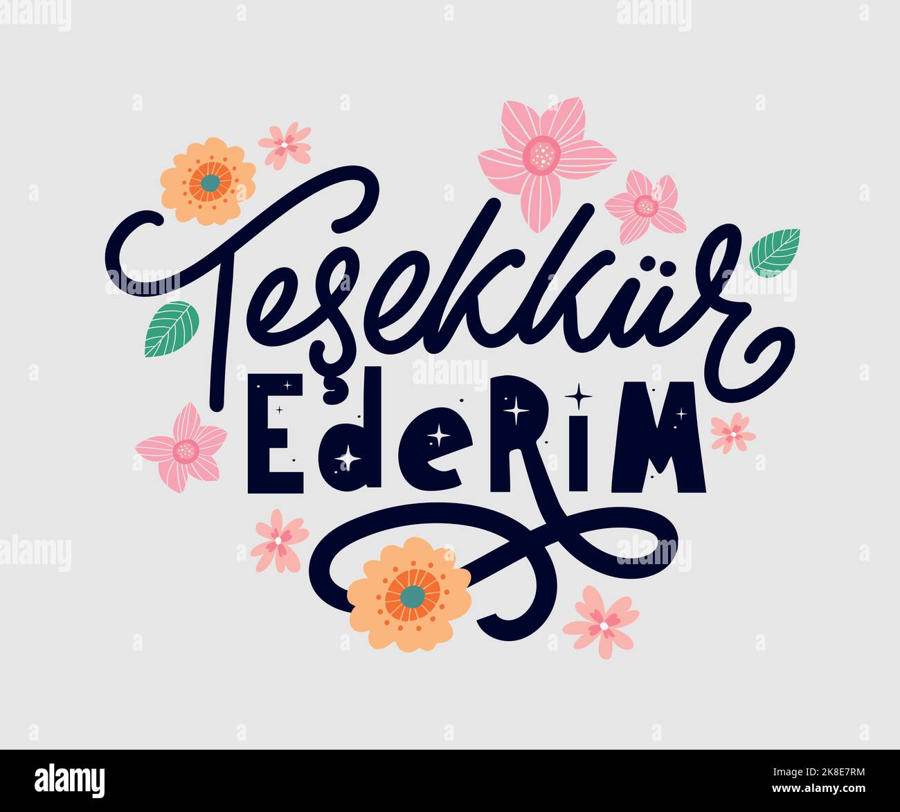 Text In The Turkish Thank You Lettering Ink Illustration Modern 