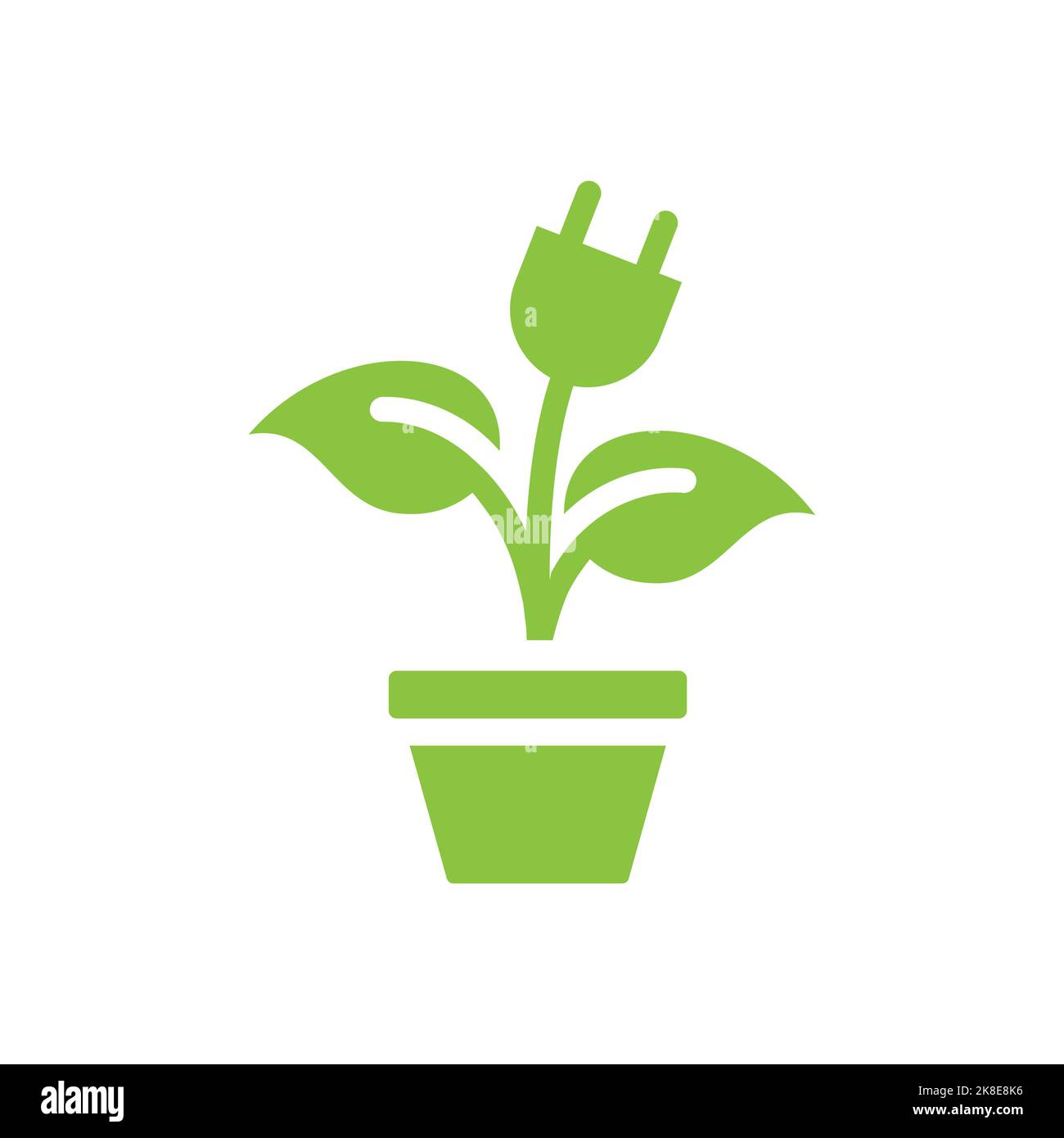 Electric plug and plant in a pot vector icon. Clean, natural energy