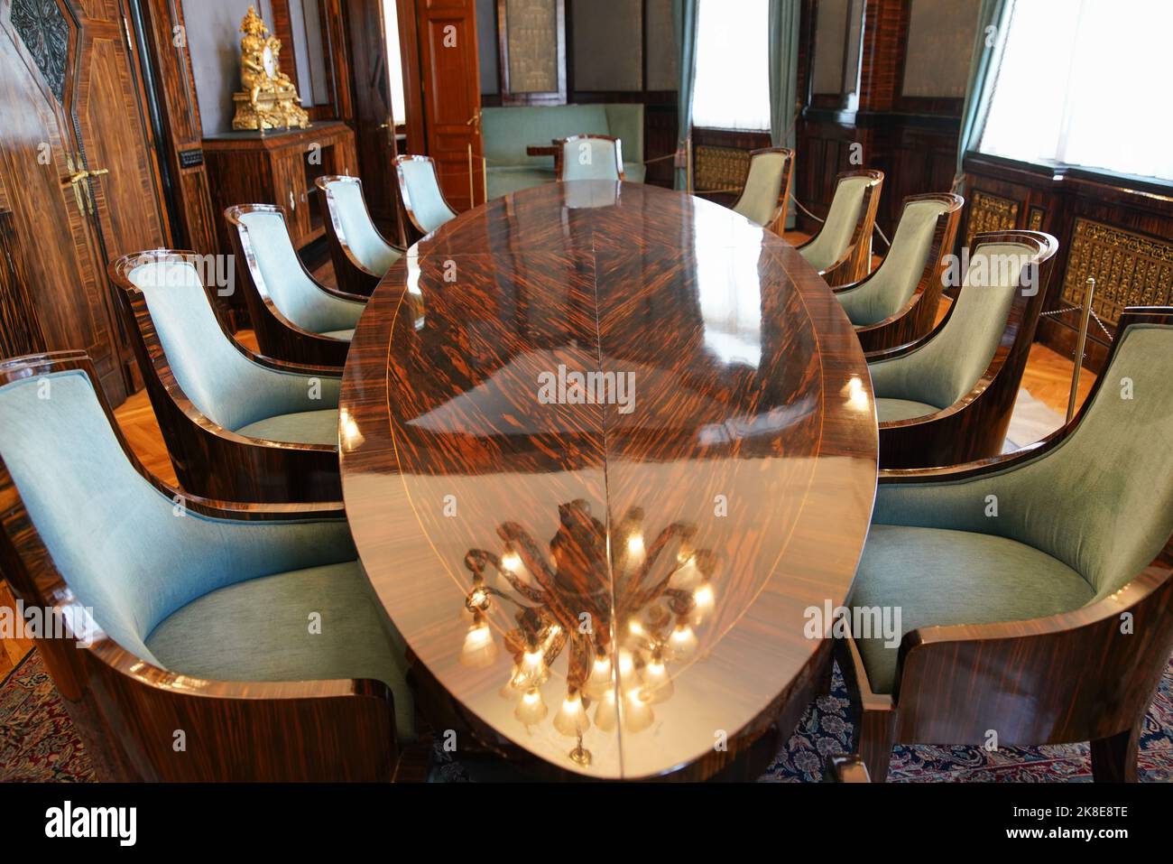 ANKARA, TURKIYE - JUNE 04, 2022: Meeting Room in Turkiye Is Bankasi Economic Independence Museum where was built in 1929 as the headquarters of Turkiy Stock Photo