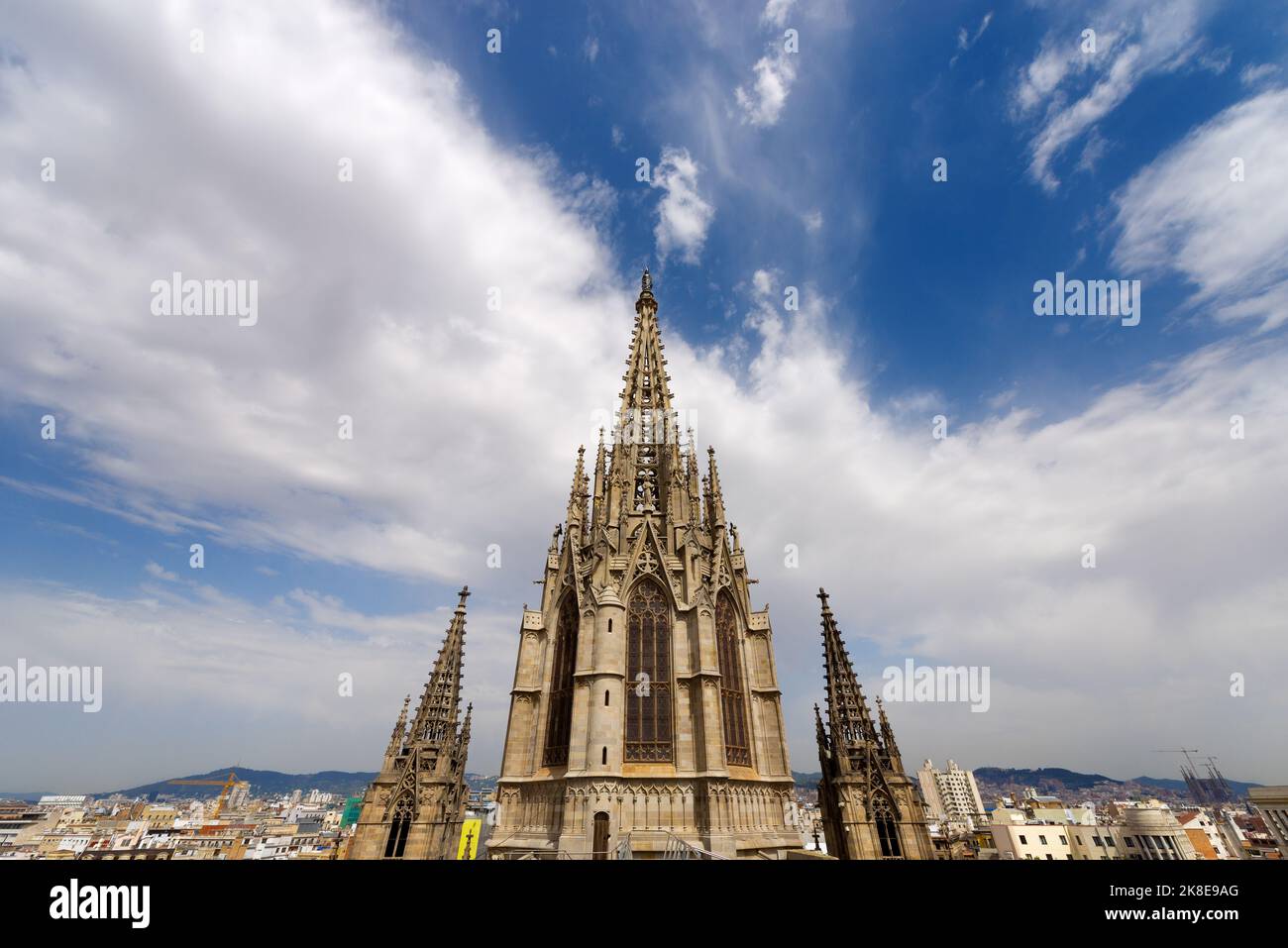 Cathedral of the Holy Cross and Saint Eulalia (Catedral de la Santa Cruz y Santa Eulalia) in Barcelona, Catalonia, Spain - 13th, 15th centuries Stock Photo