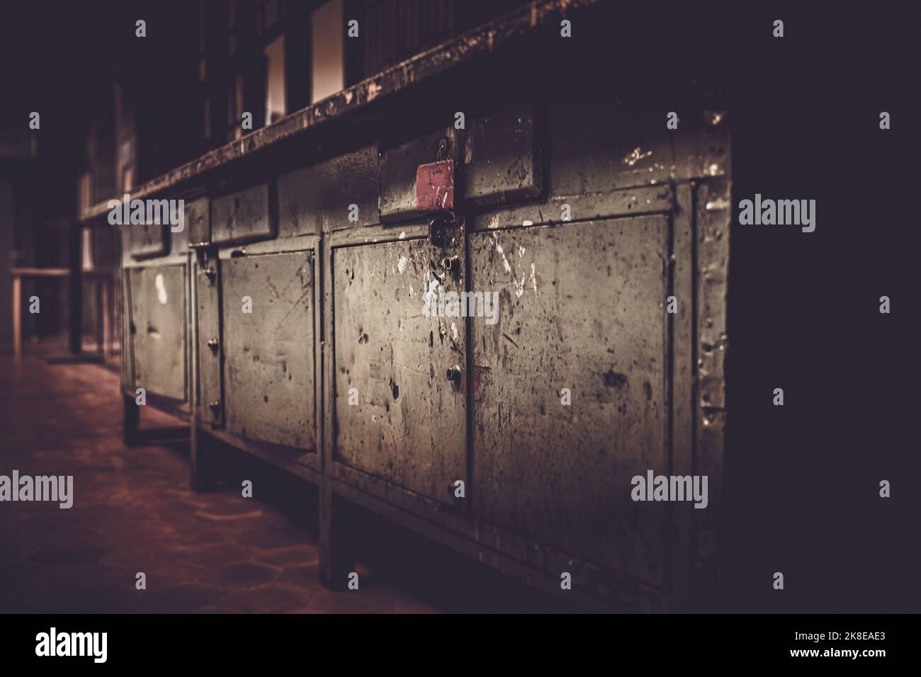 Old workbench with steel Stock Photo Alamy