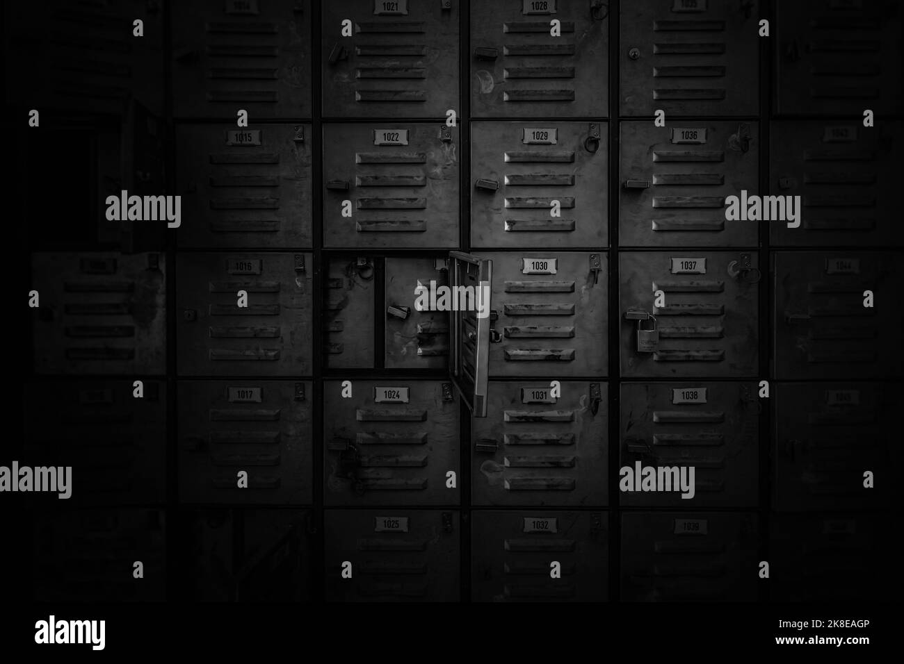 doors of old steel locker in a factory Stock Photo Alamy