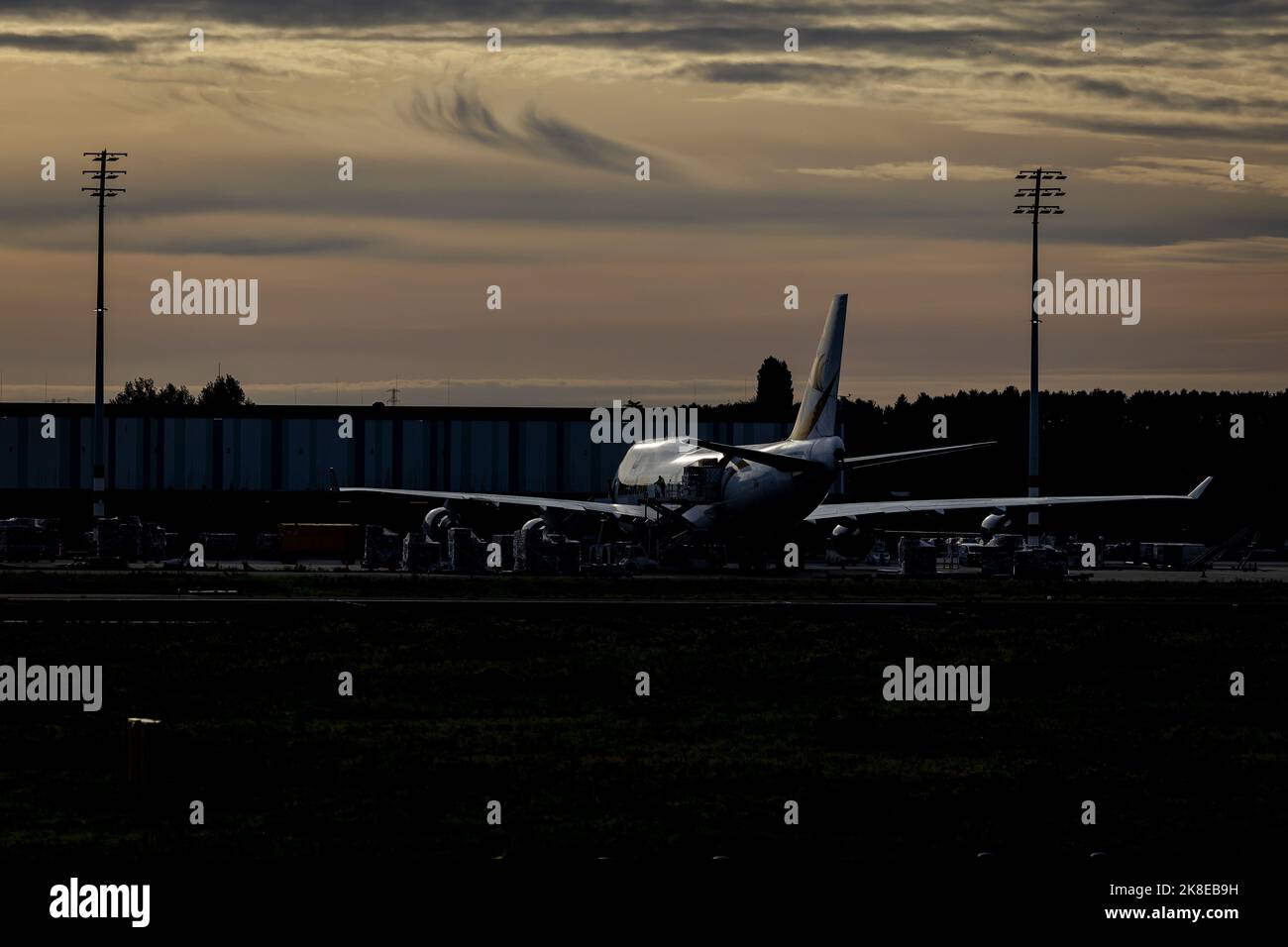 2022-10-23 09:41:37 MAASTRICHT - A cargo plane at Maastricht Aachen Airport. Schiphol buys itself from Limburg airport for 4 million euros. ANP ROBIN VAN LONKHUIJSEN netherlands out - belgium out Stock Photo