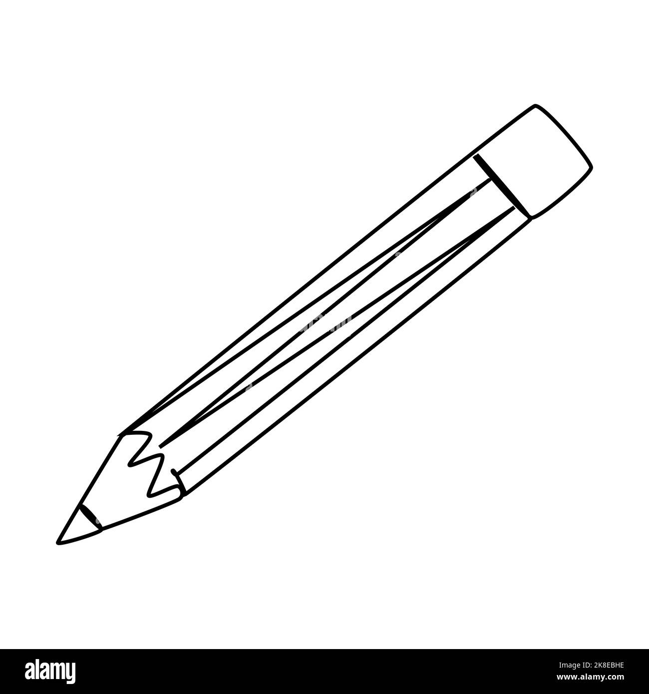 Single line drawing of a pencil. stationary for school equipment. Back to school or creative thinking concept. Modern continuous line draw design Stock Vector
